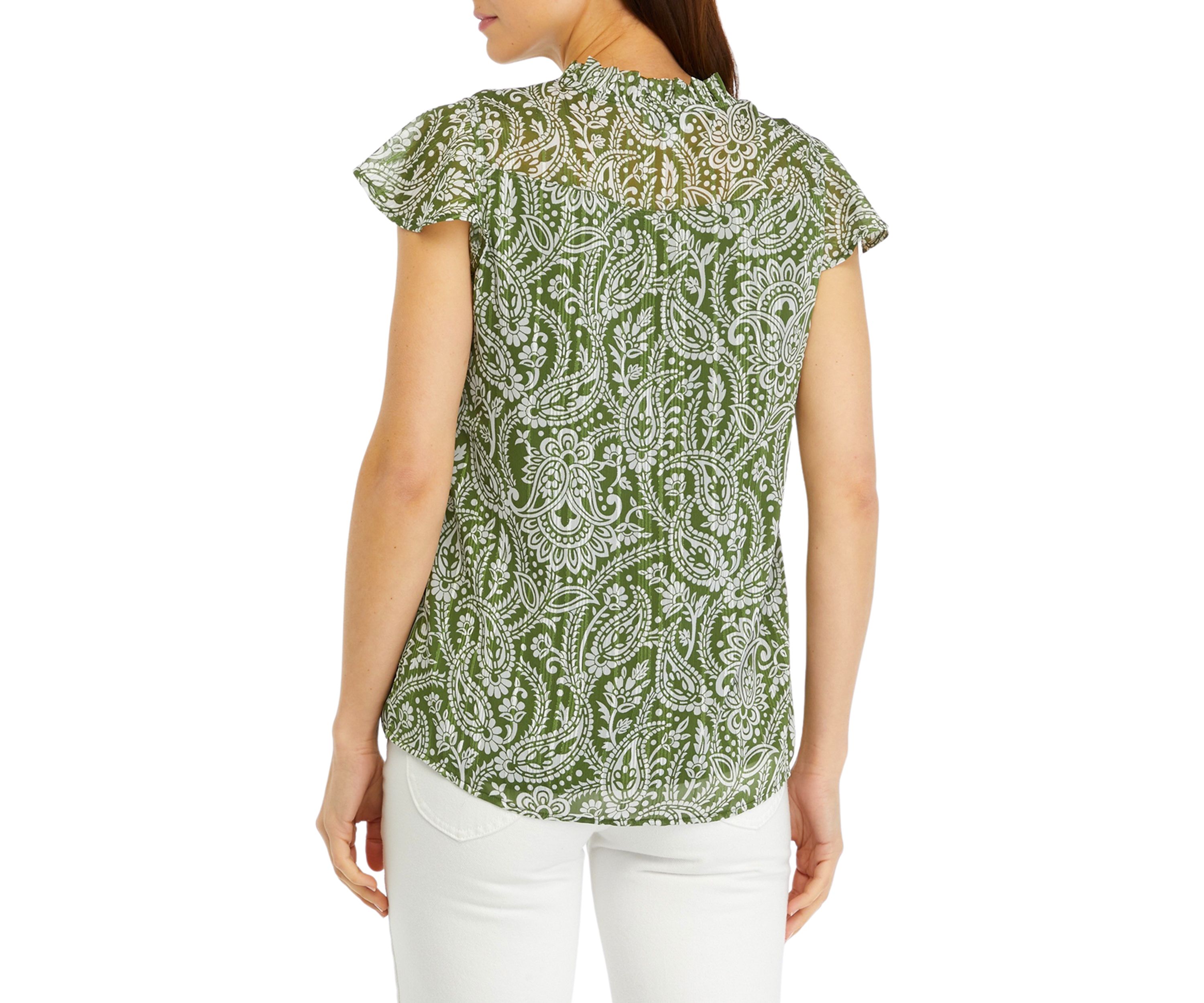 Womens Flutter Sleeve Chiffon Blouse