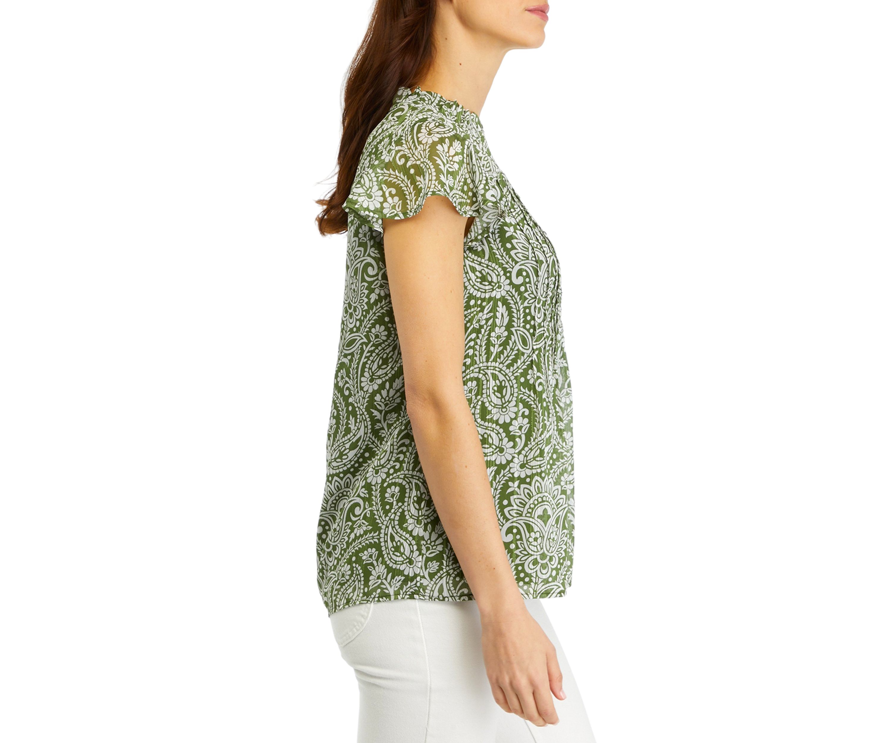 Womens Flutter Sleeve Chiffon Blouse