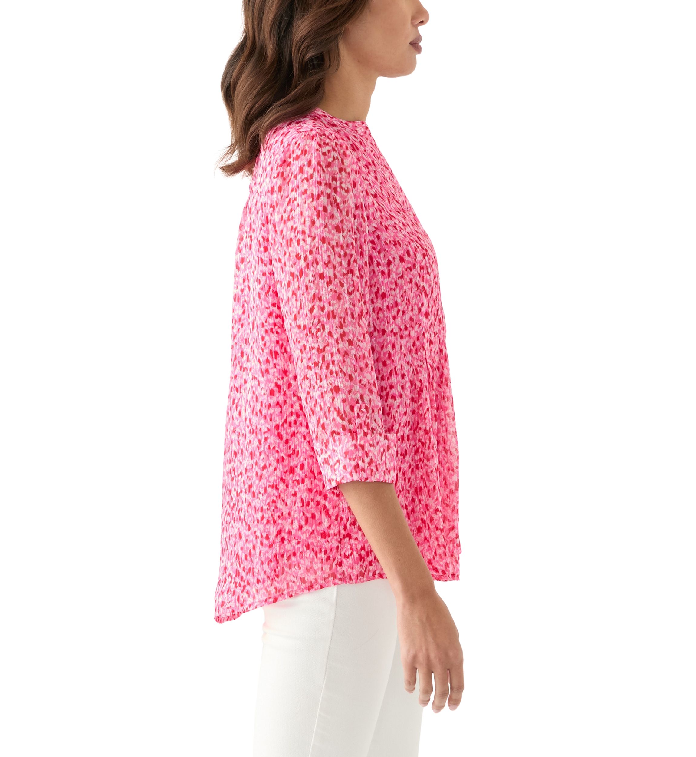 Womens 3/4 Sleeve Chiffon Henley Top