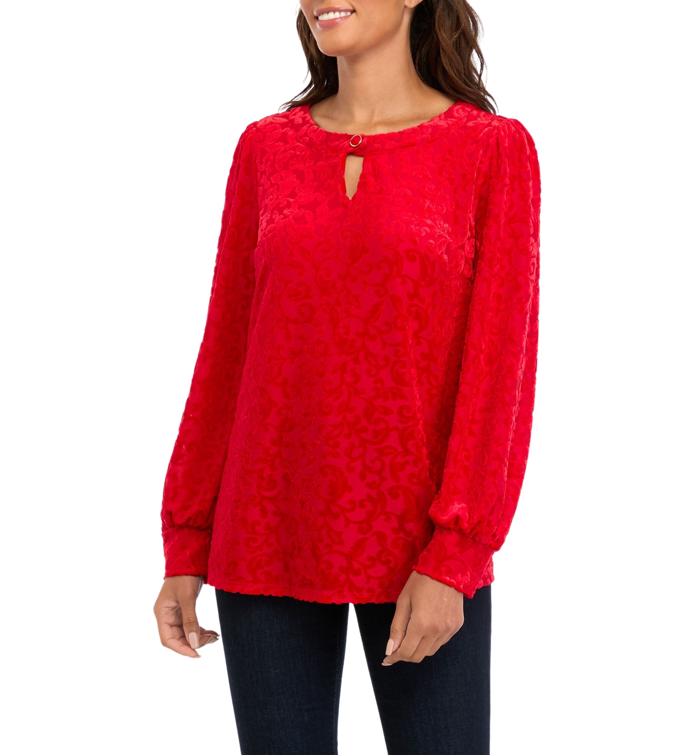 Womens Burnout Velvet Blouse