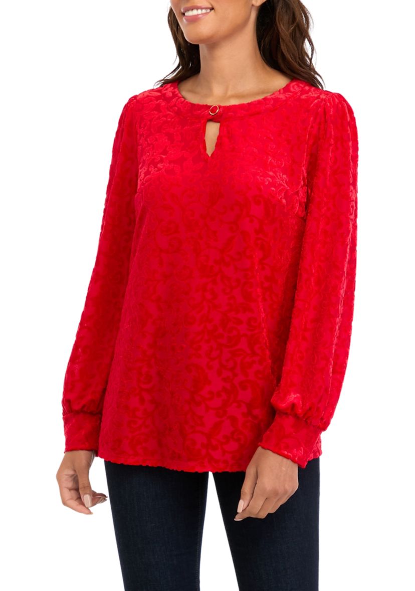 Womens Burnout Velvet Blouse