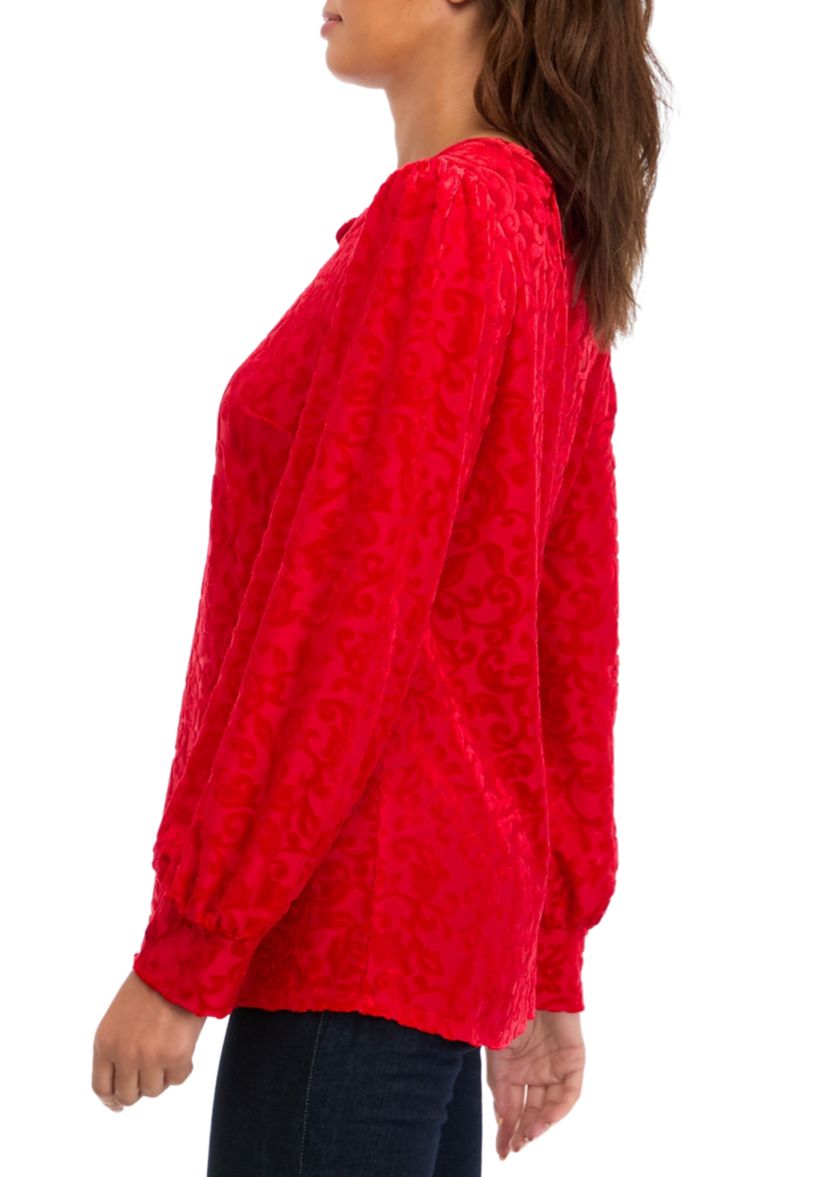 Womens Burnout Velvet Blouse
