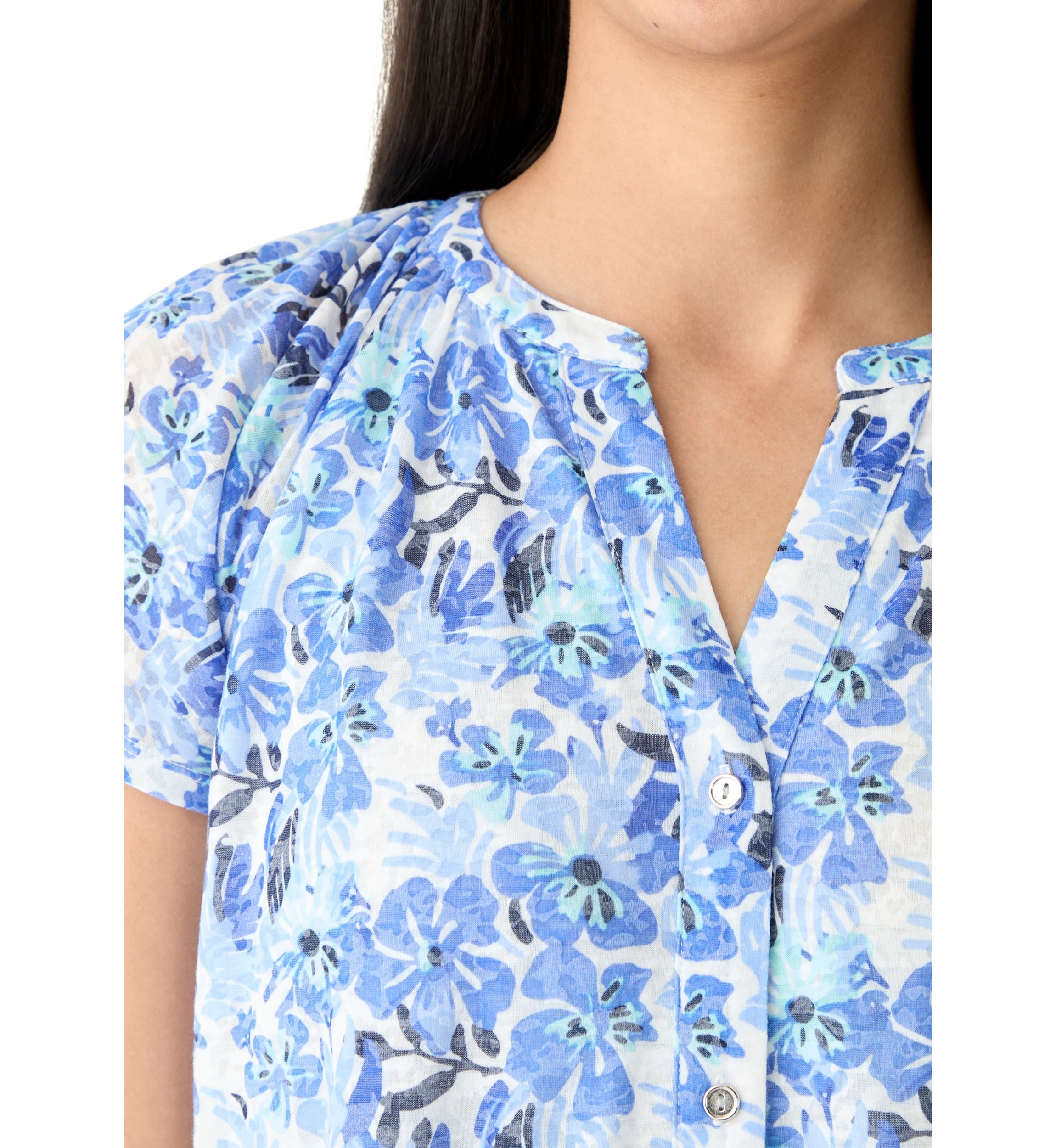Womens Short Sleeve Button Front Top