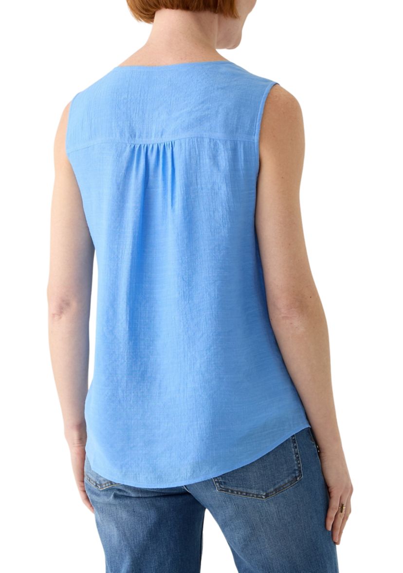 Womens V-Neck Pintuck Sleeveless Top