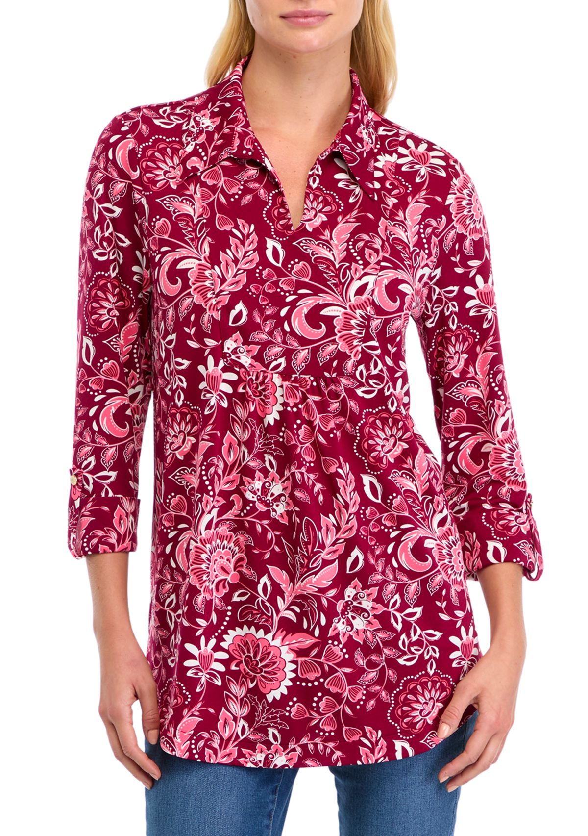 Womens 3/4 Sleeve Printed Tunic 