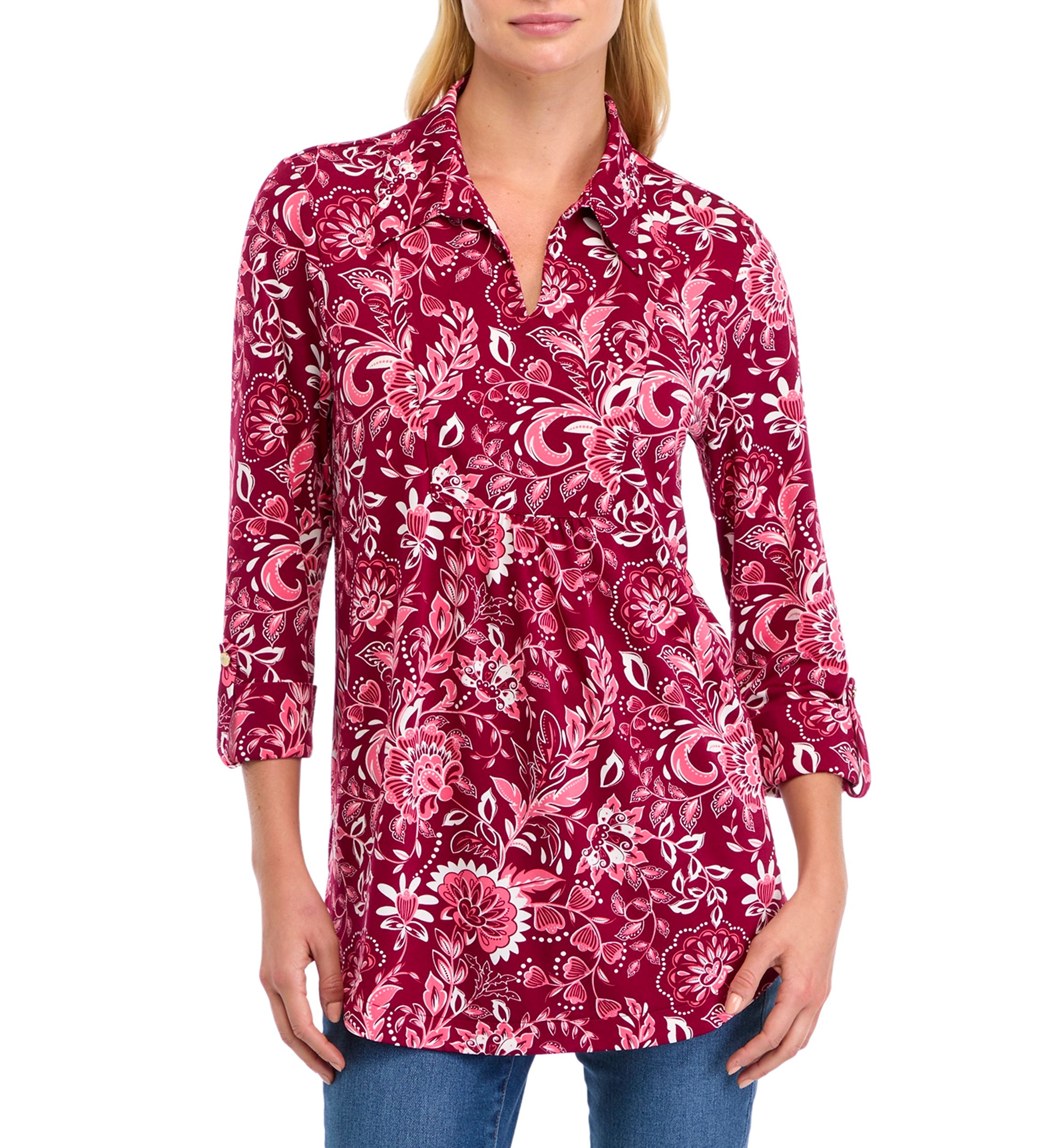 Womens 3/4 Sleeve Printed Tunic 
