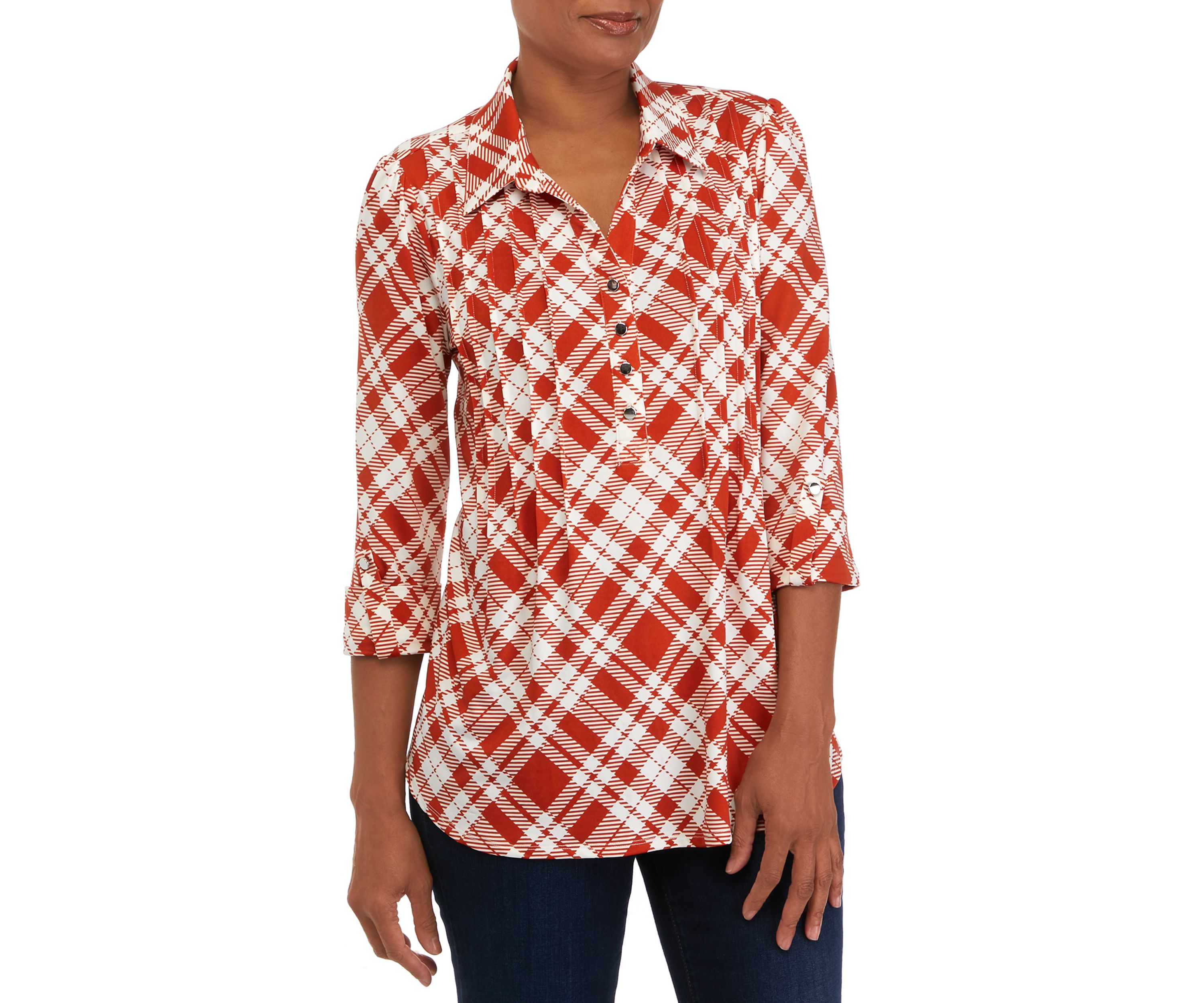 Womens Printed Button Down Top
