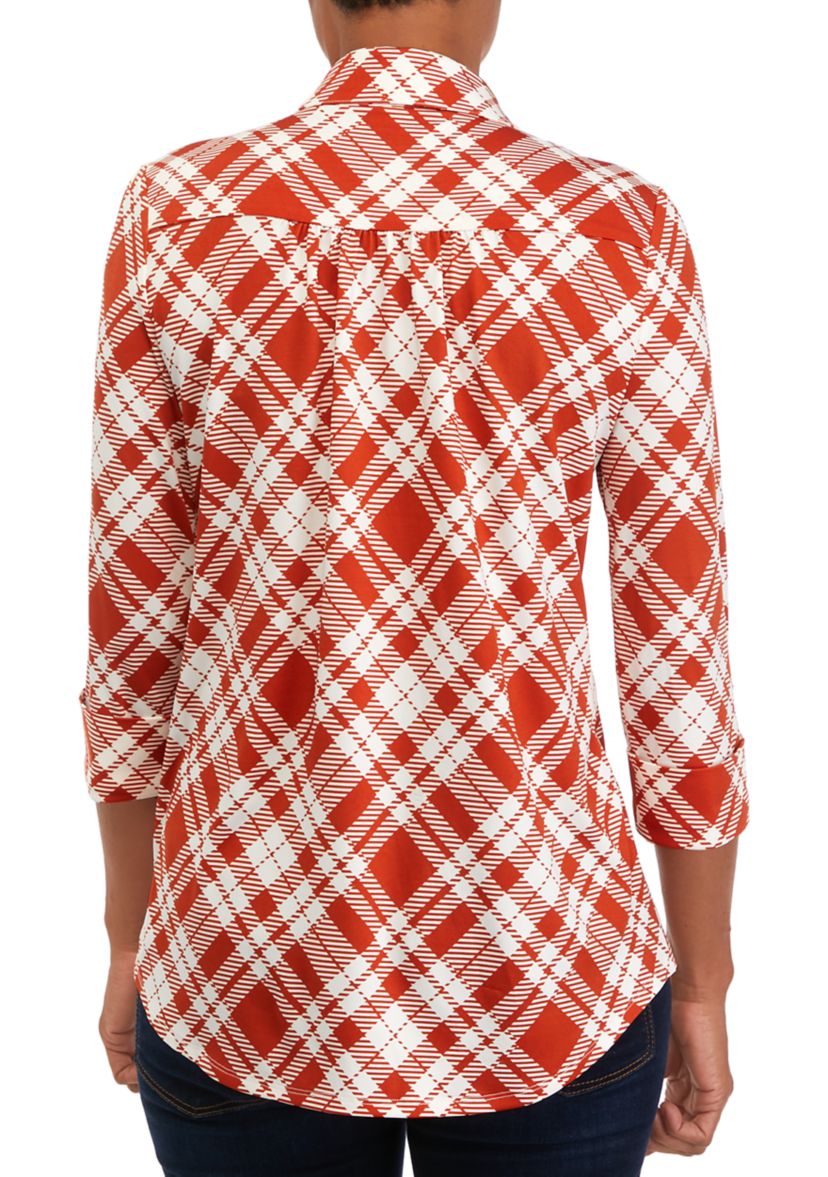 Womens Printed Button Down Top
