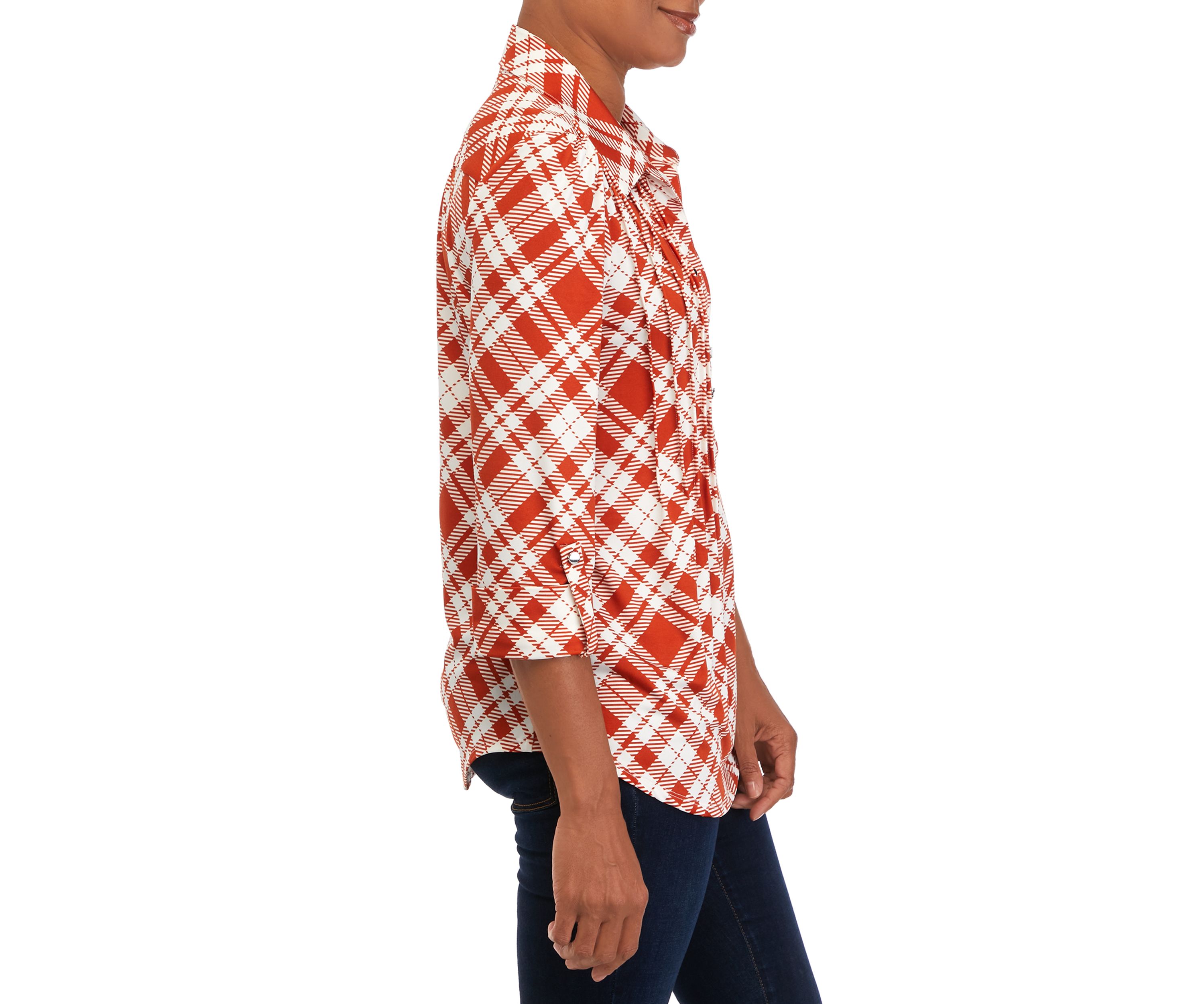 Womens Printed Button Down Top