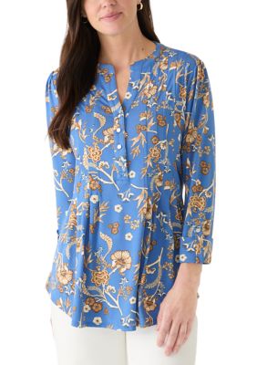 Kim Rogers Women's 3/4 Sleeve Henley Shirt, Large