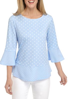 Kim Rogers® Women's 3 4 Sleeve Polished Dot Top 