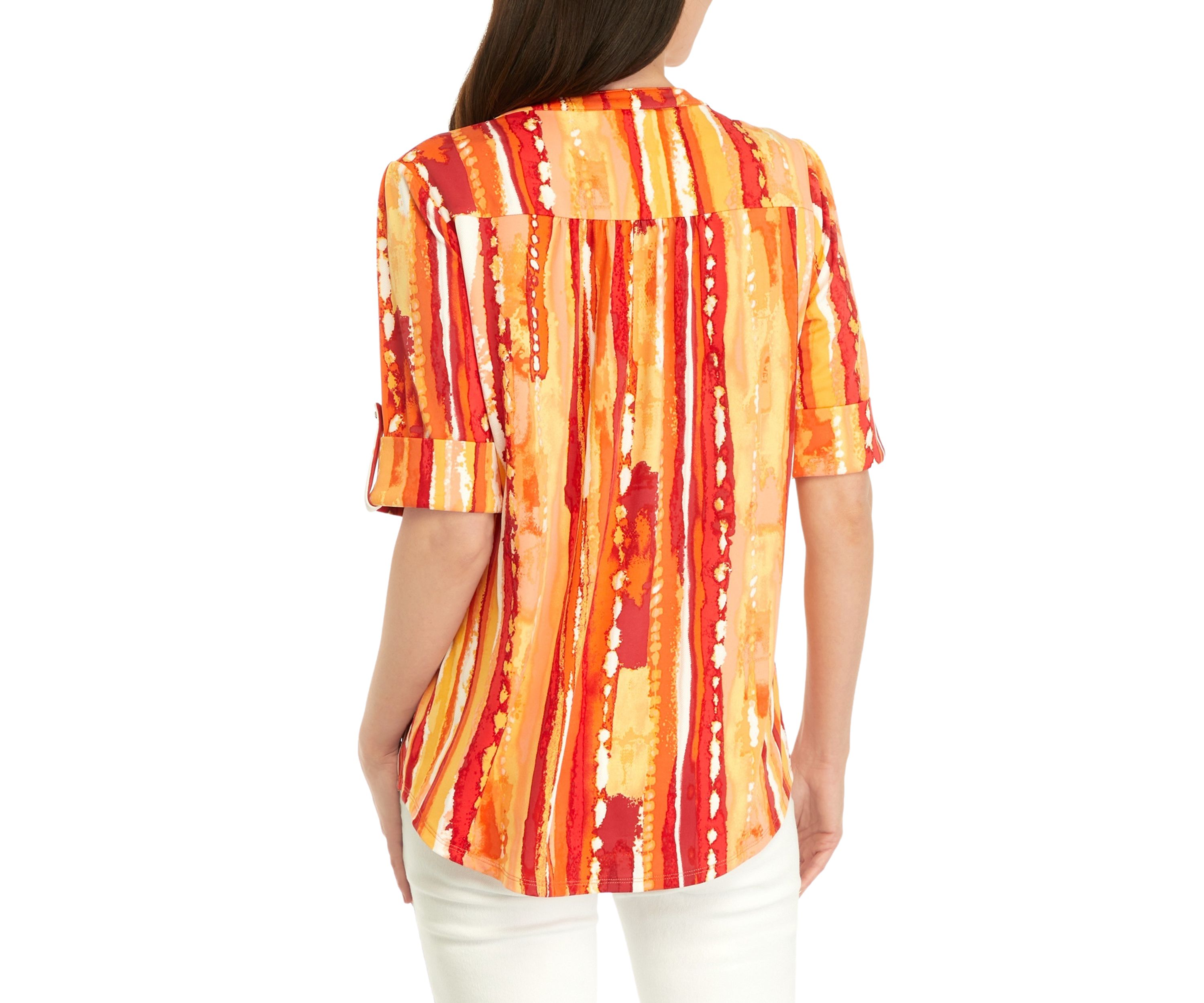 Womens Updated Printed Zip Top