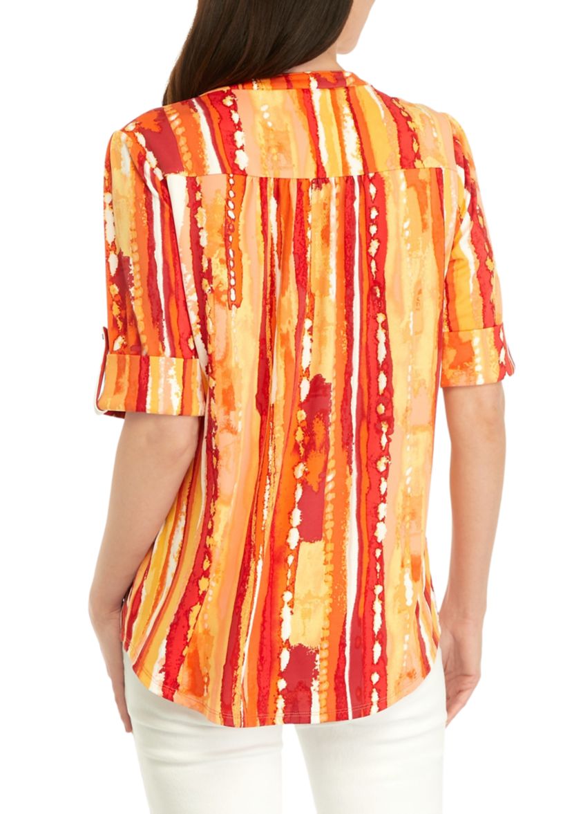 Womens Updated Printed Zip Top