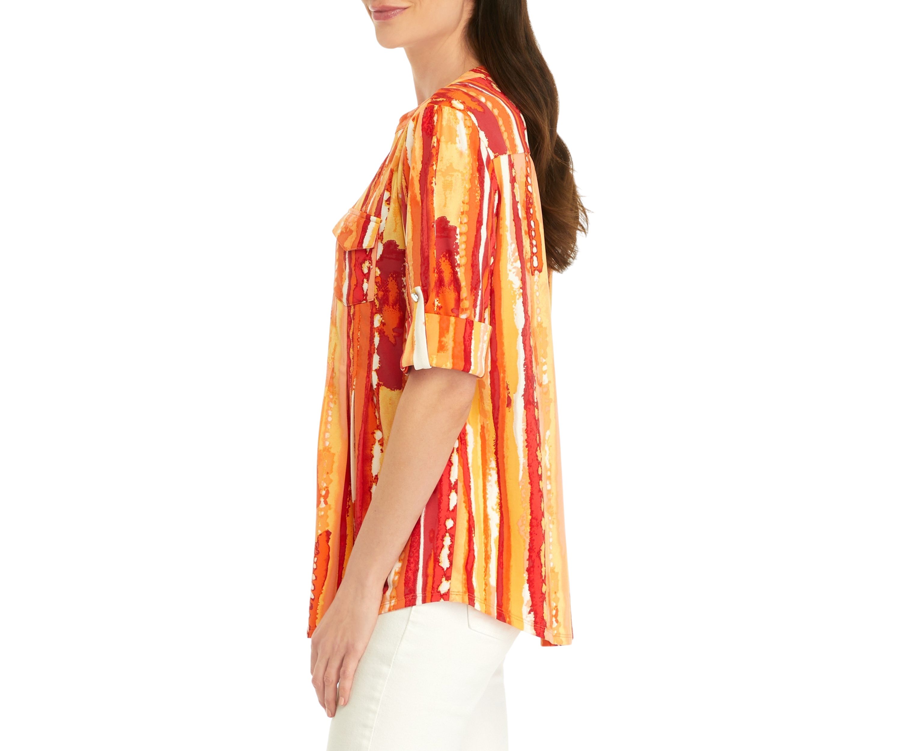 Womens Updated Printed Zip Top