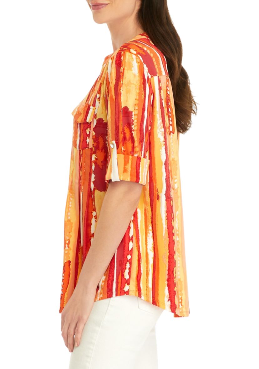 Womens Updated Printed Zip Top