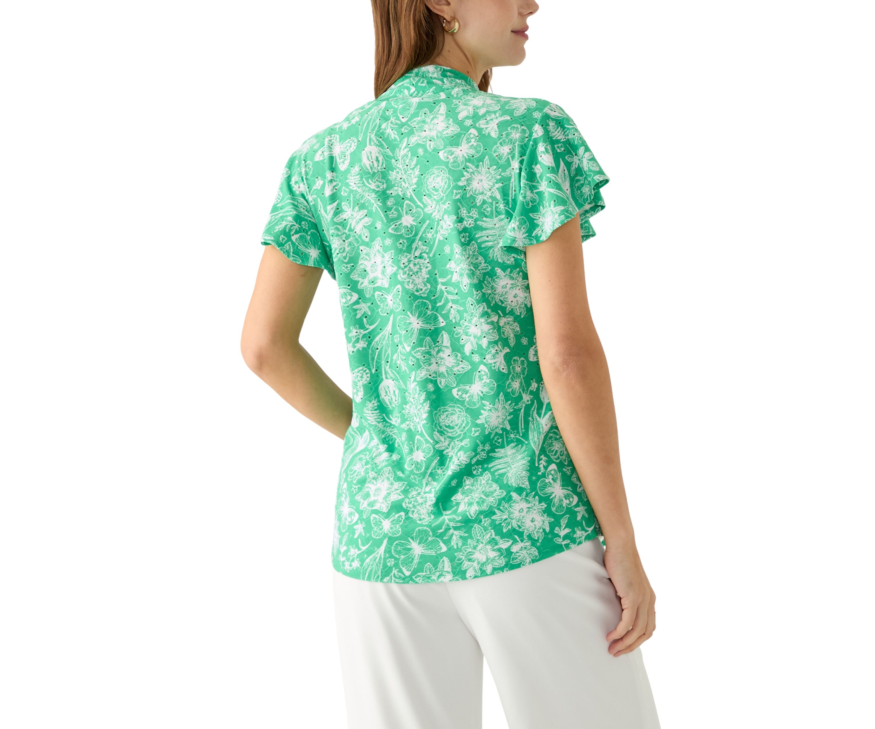 Womens Printed Knit Eyelet