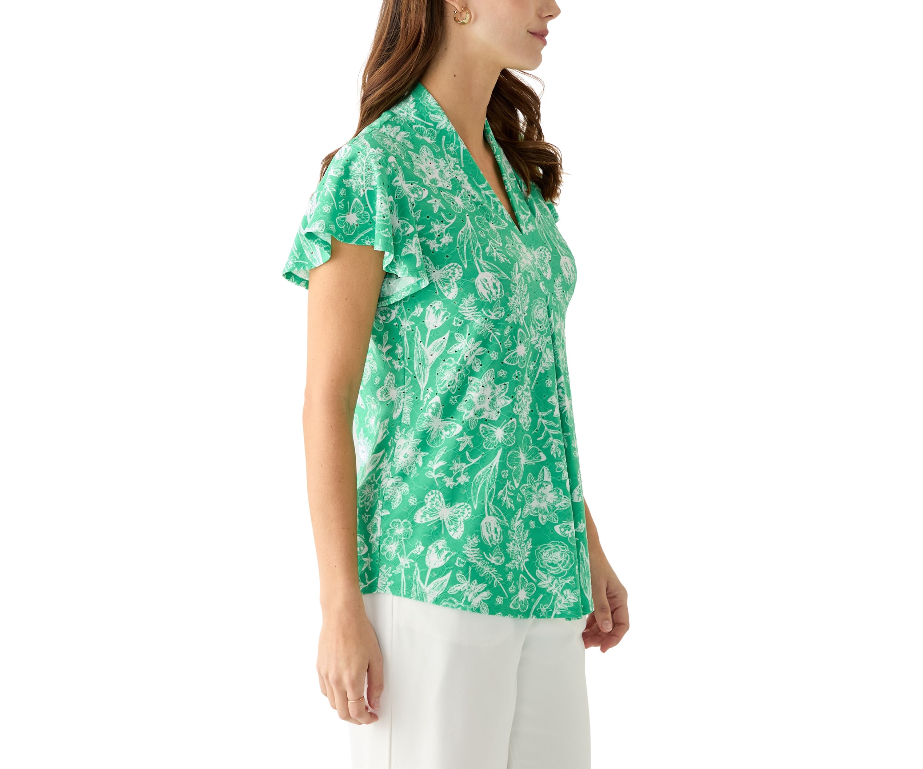 Womens Printed Knit Eyelet