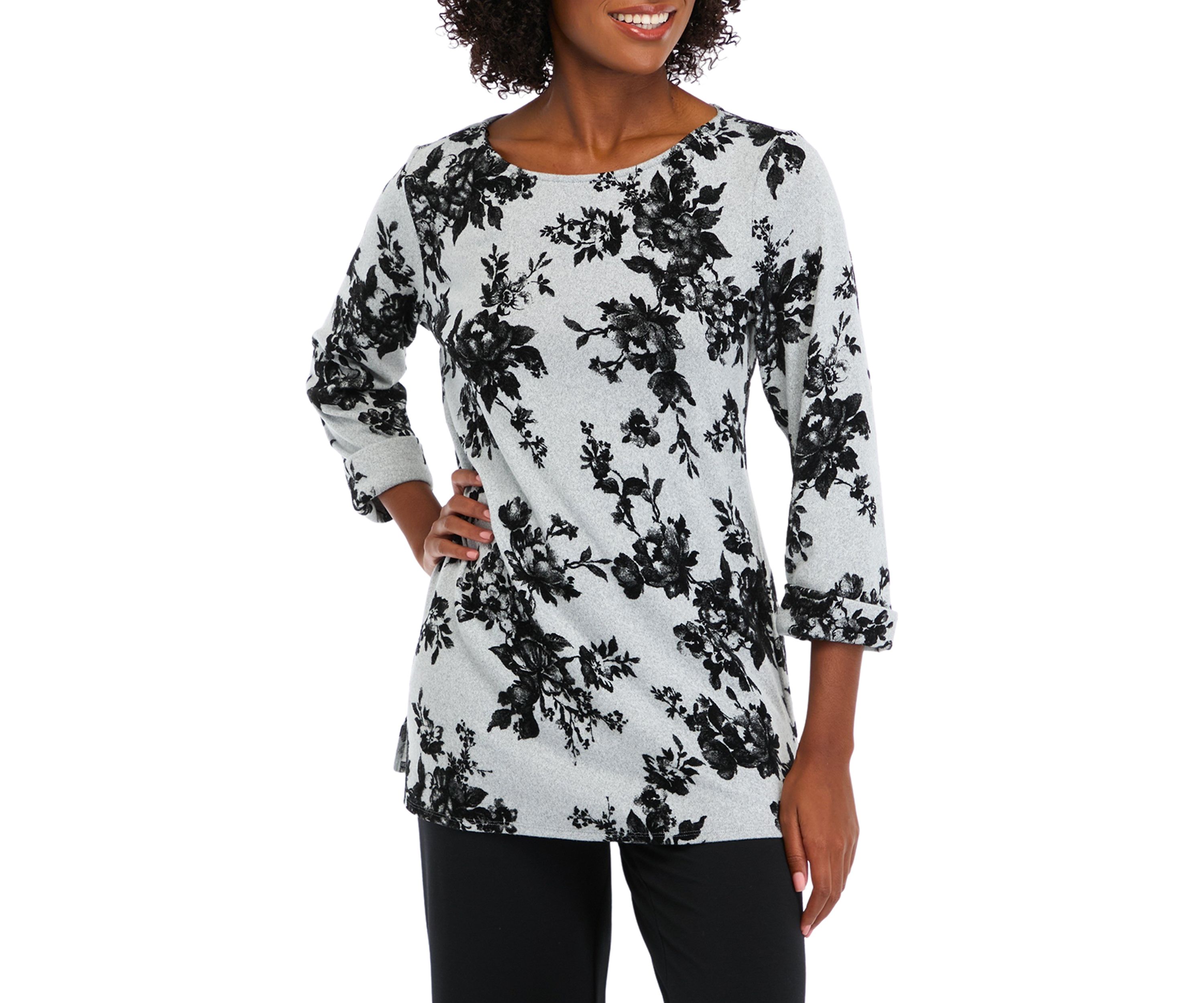 Womens 3/4 Sleeve Printed Swing Top 
