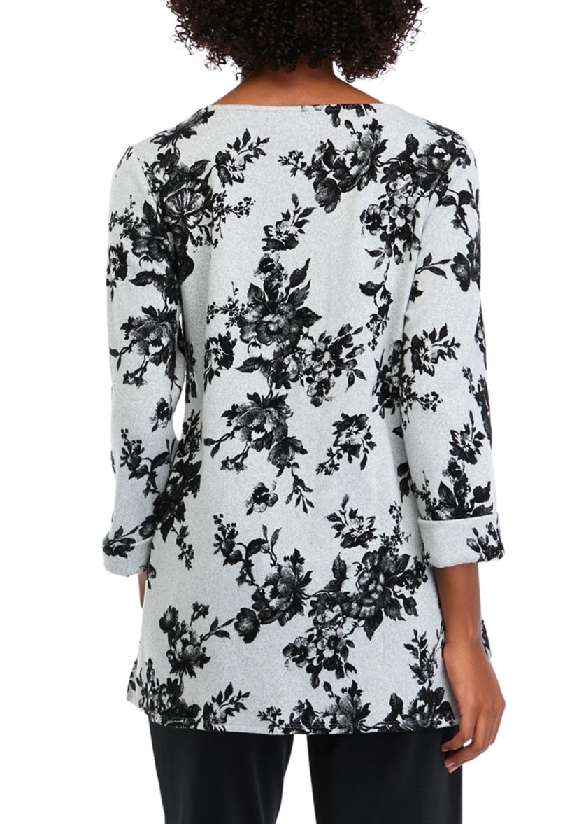 Womens 3/4 Sleeve Printed Swing Top 