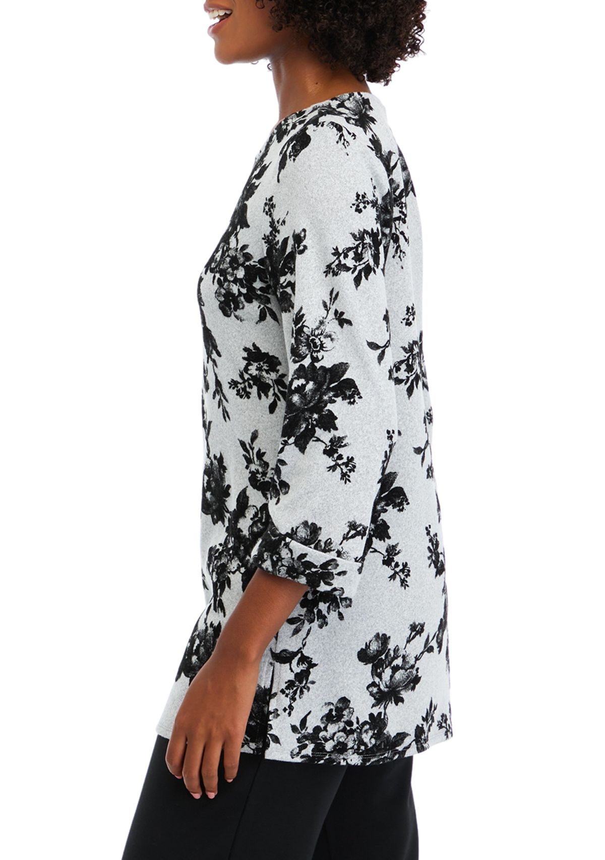 Womens 3/4 Sleeve Printed Swing Top 