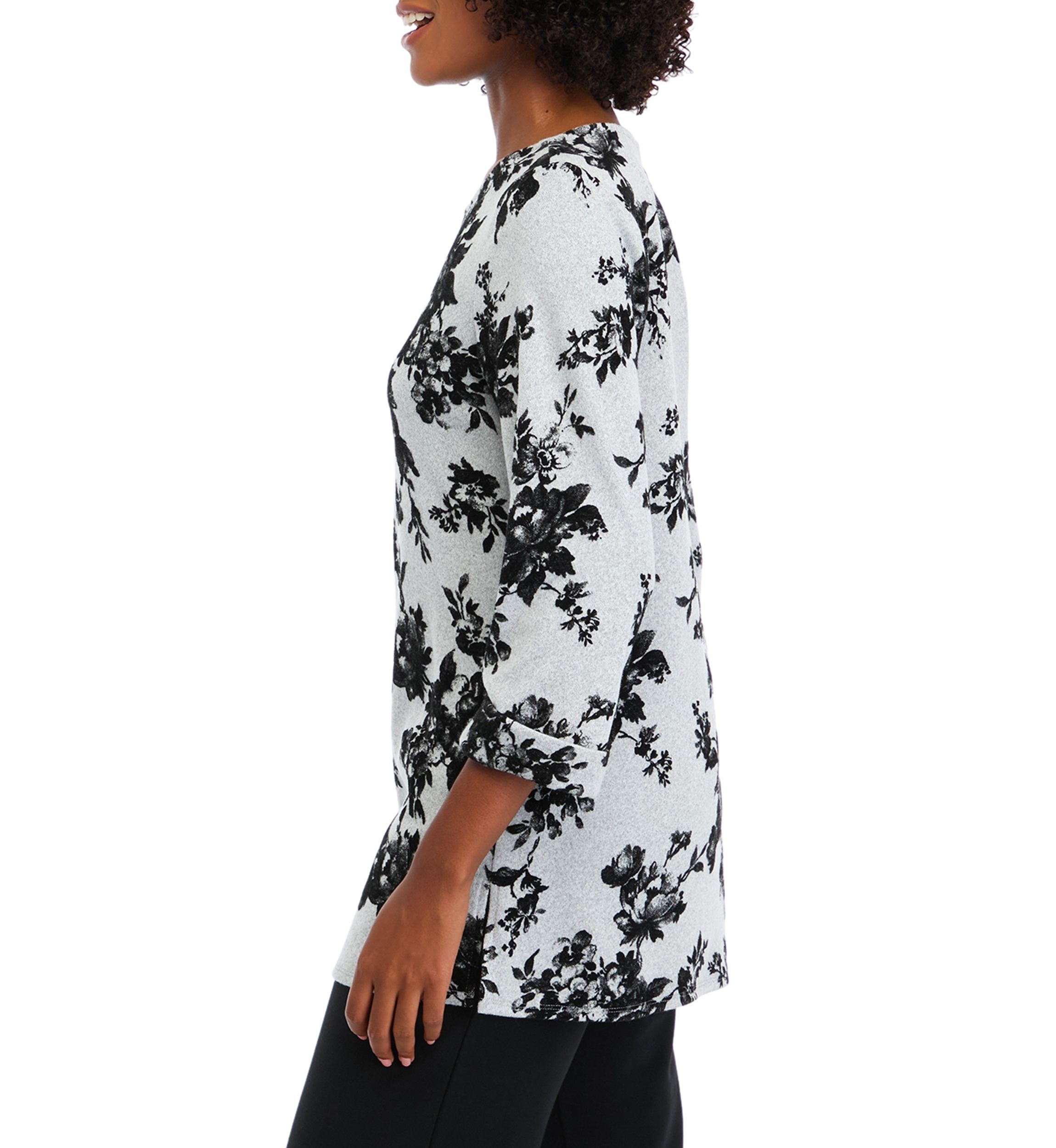 Womens 3/4 Sleeve Printed Swing Top 