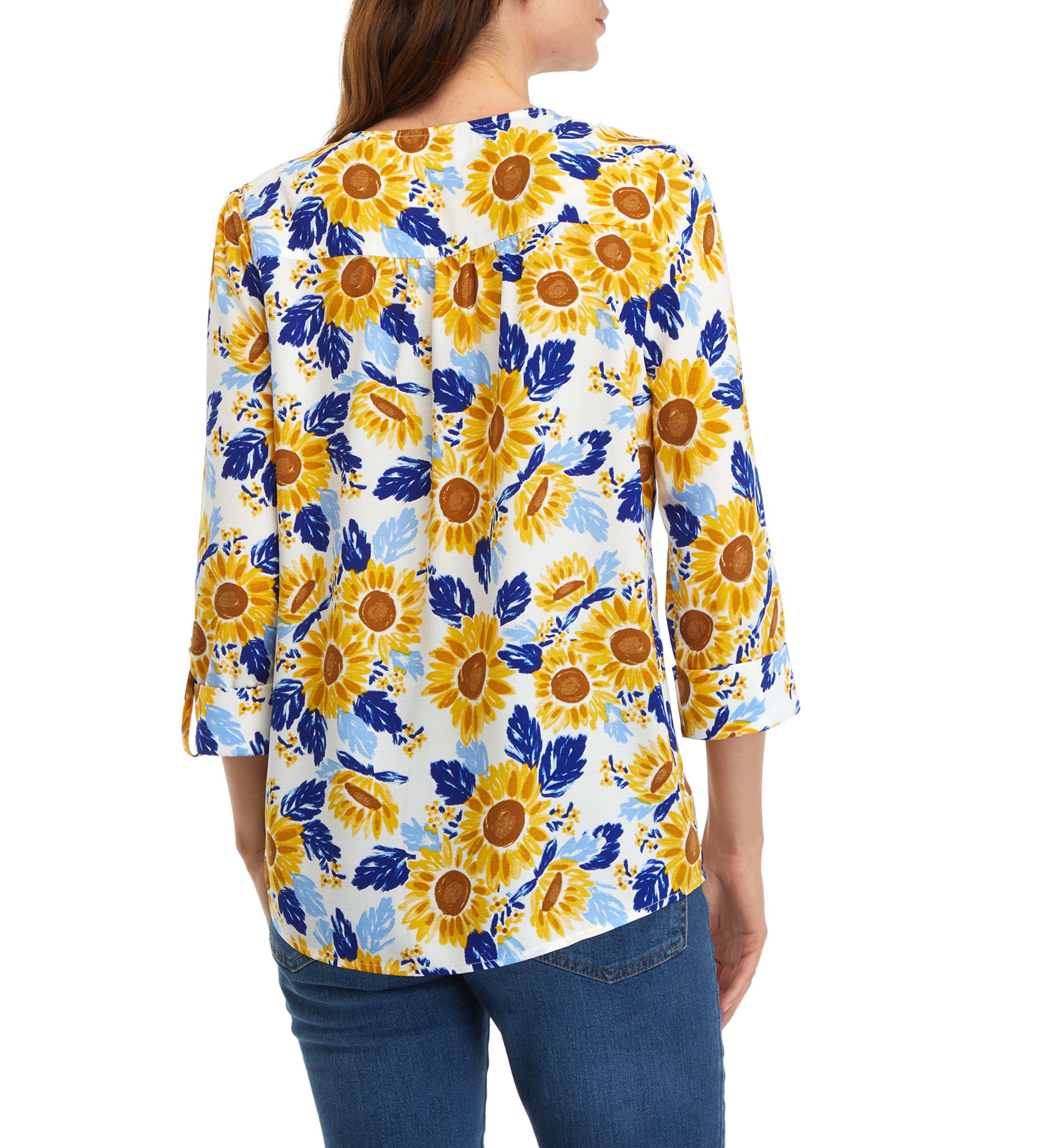 Womens Tassel Floral Henley Shirt 
