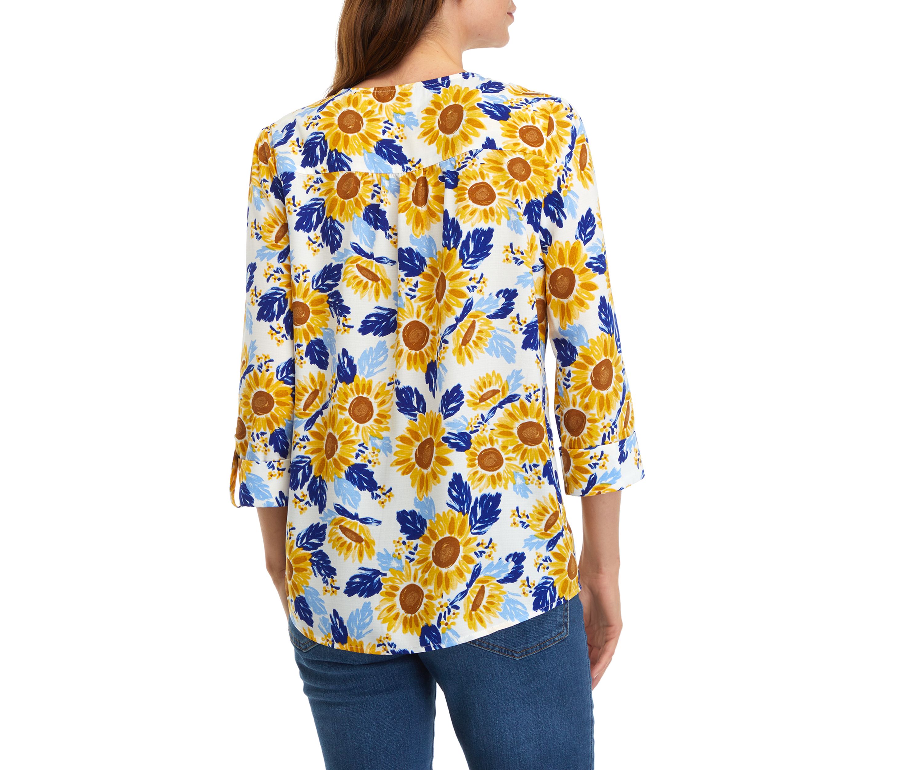 Womens Tassel Floral Henley Shirt 
