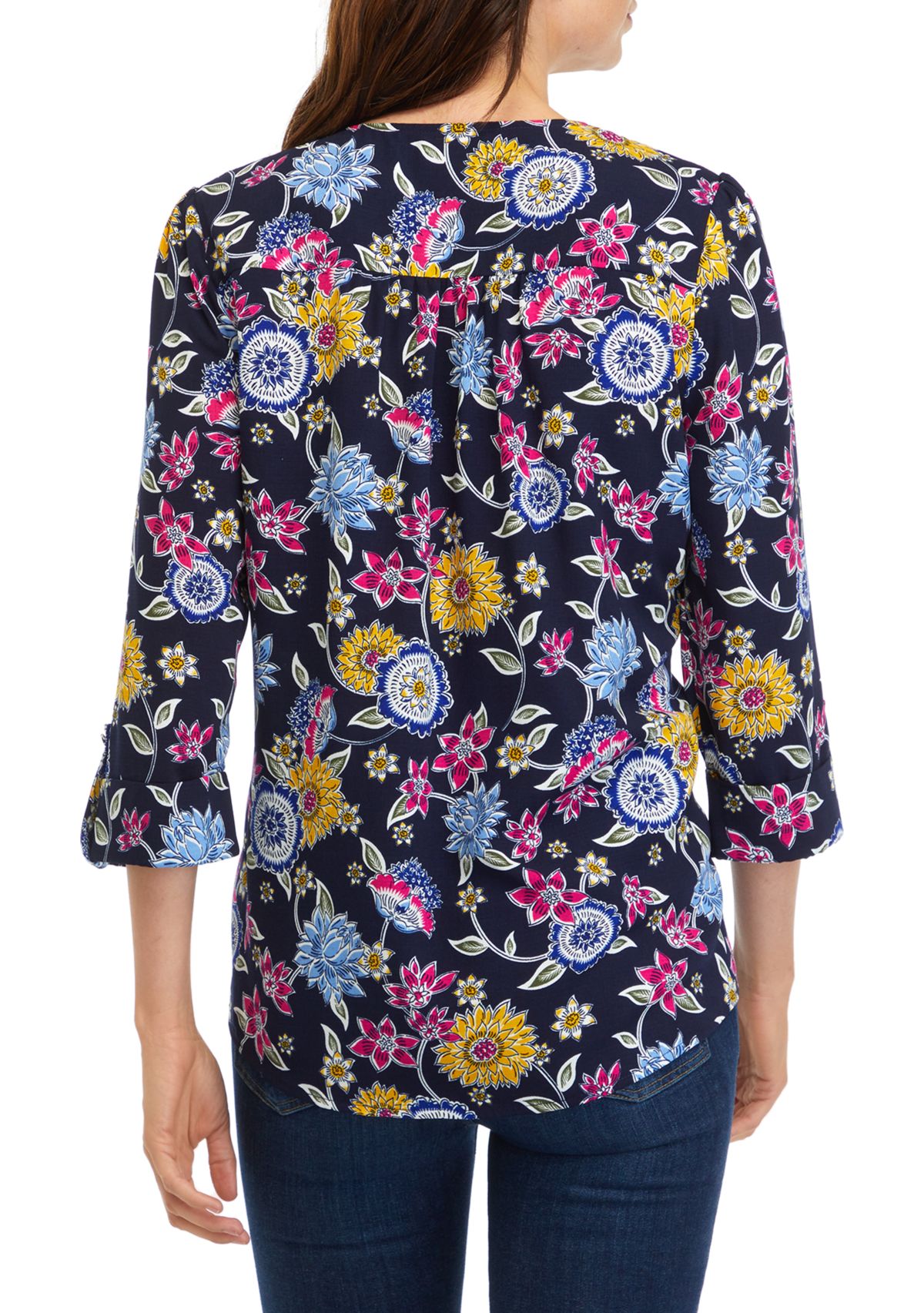 Womens Tassel Printed Henley Shirt