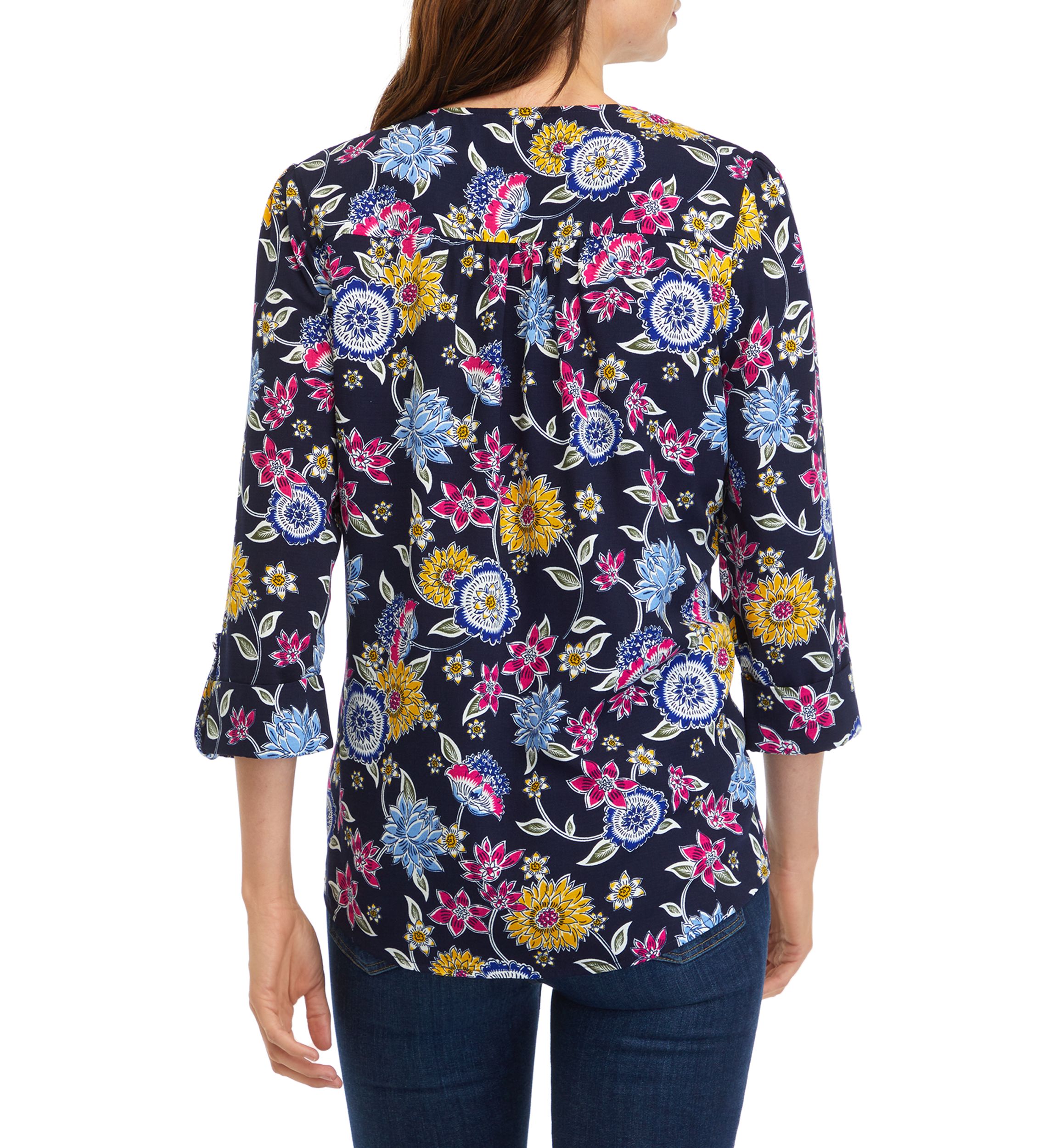 Womens Tassel Printed Henley Shirt