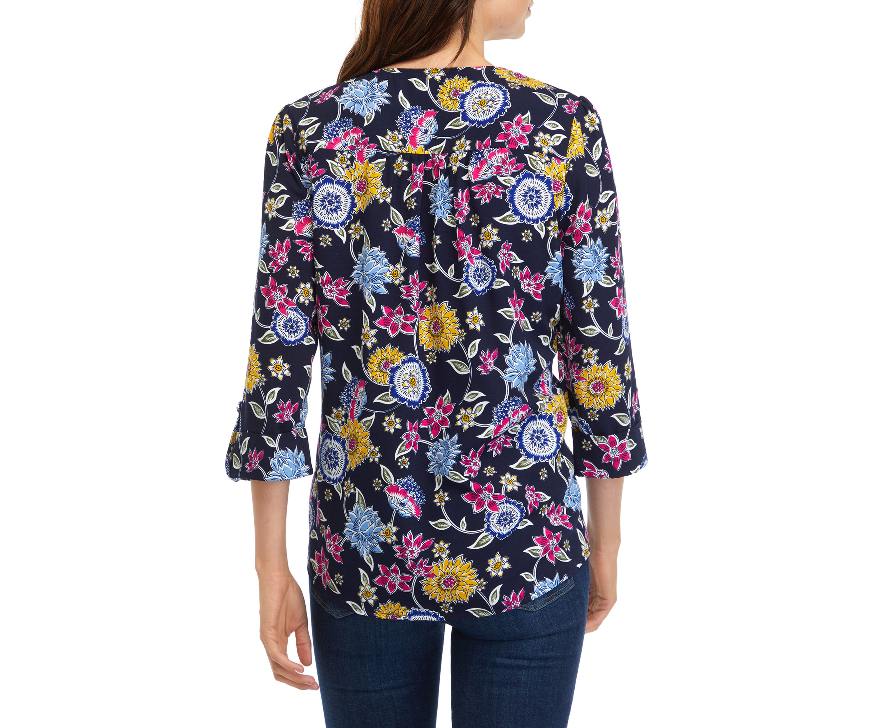 Womens Tassel Printed Henley Shirt