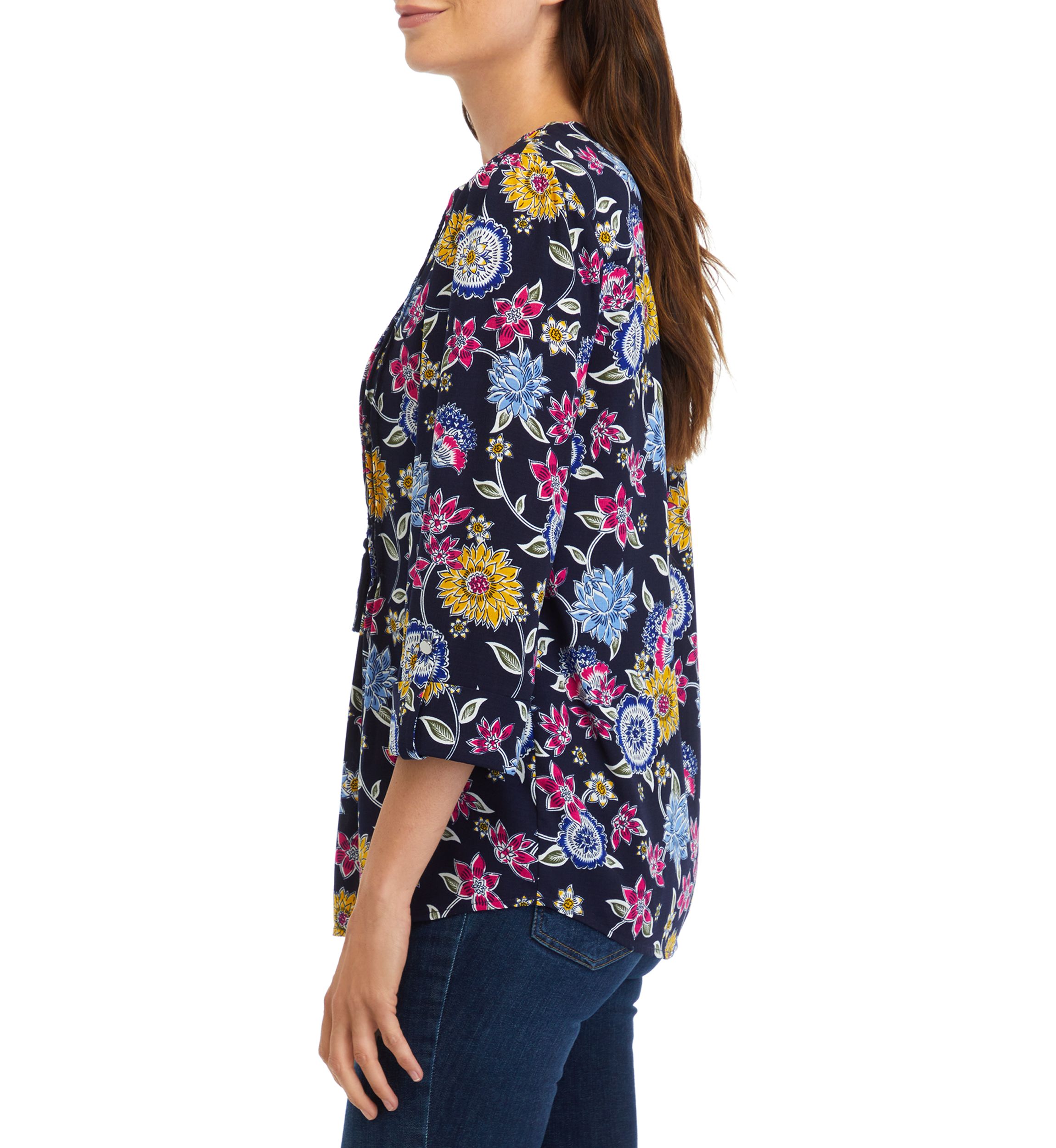 Womens Tassel Printed Henley Shirt