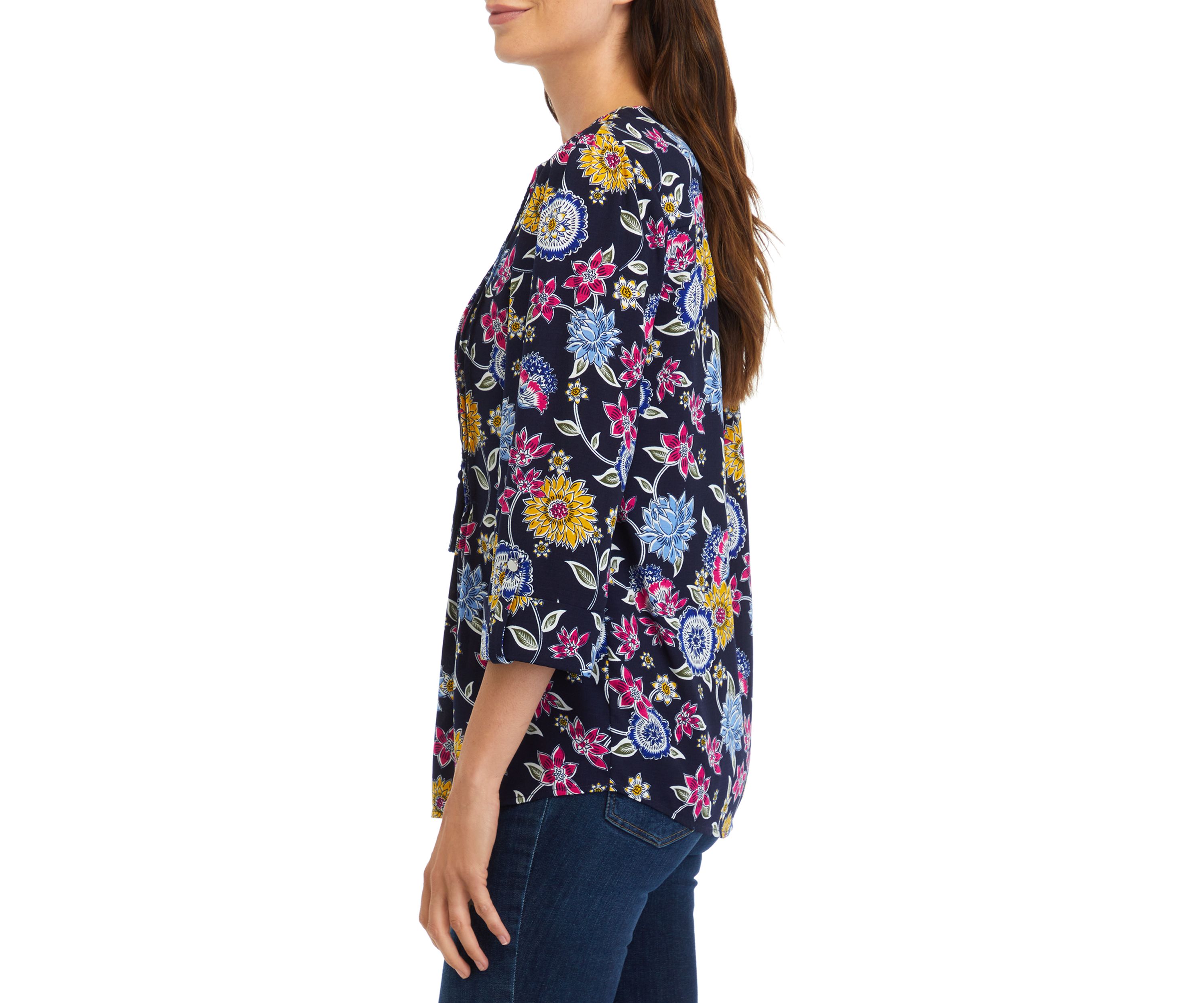 Womens Tassel Printed Henley Shirt