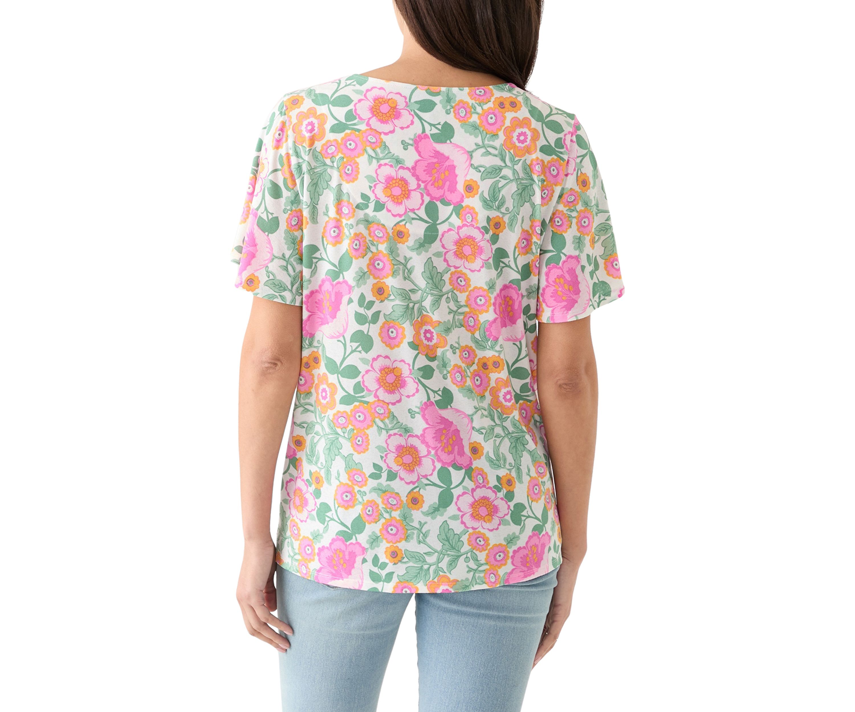 Womens Button Front V-Neck Top