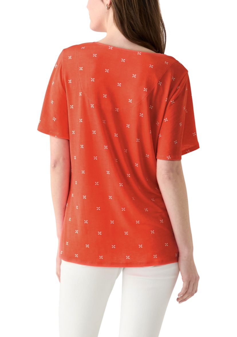 Womens Flutter Sleeve Button Front Top