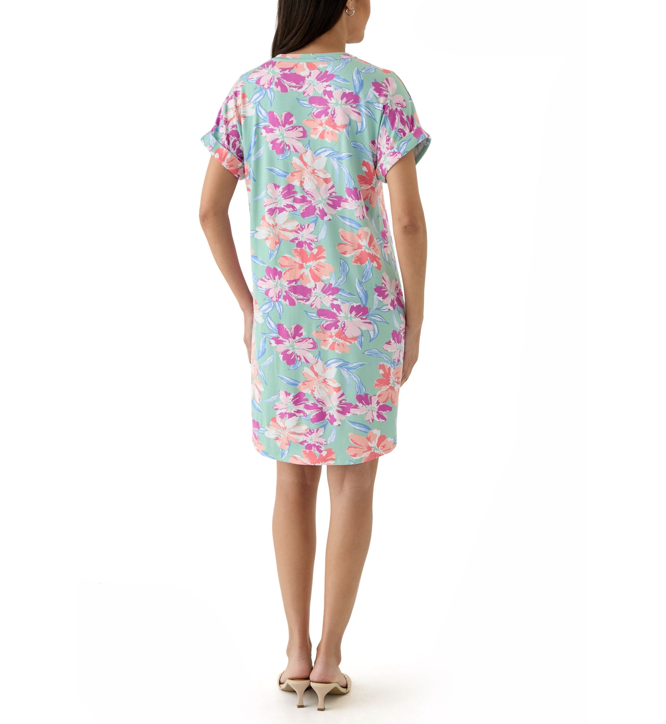 Womens Split Neck Printed Popover Dress