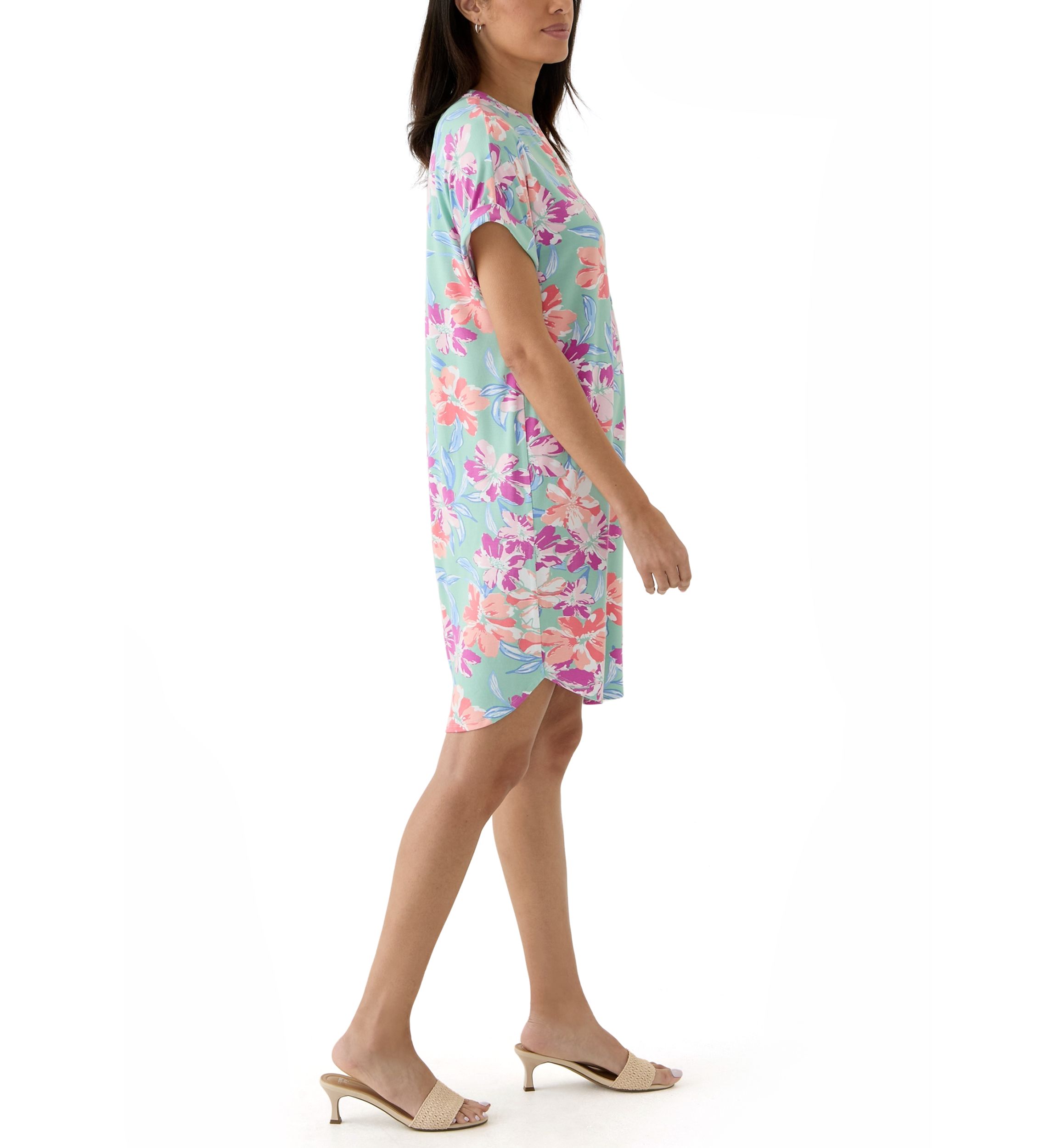 Womens Split Neck Printed Popover Dress