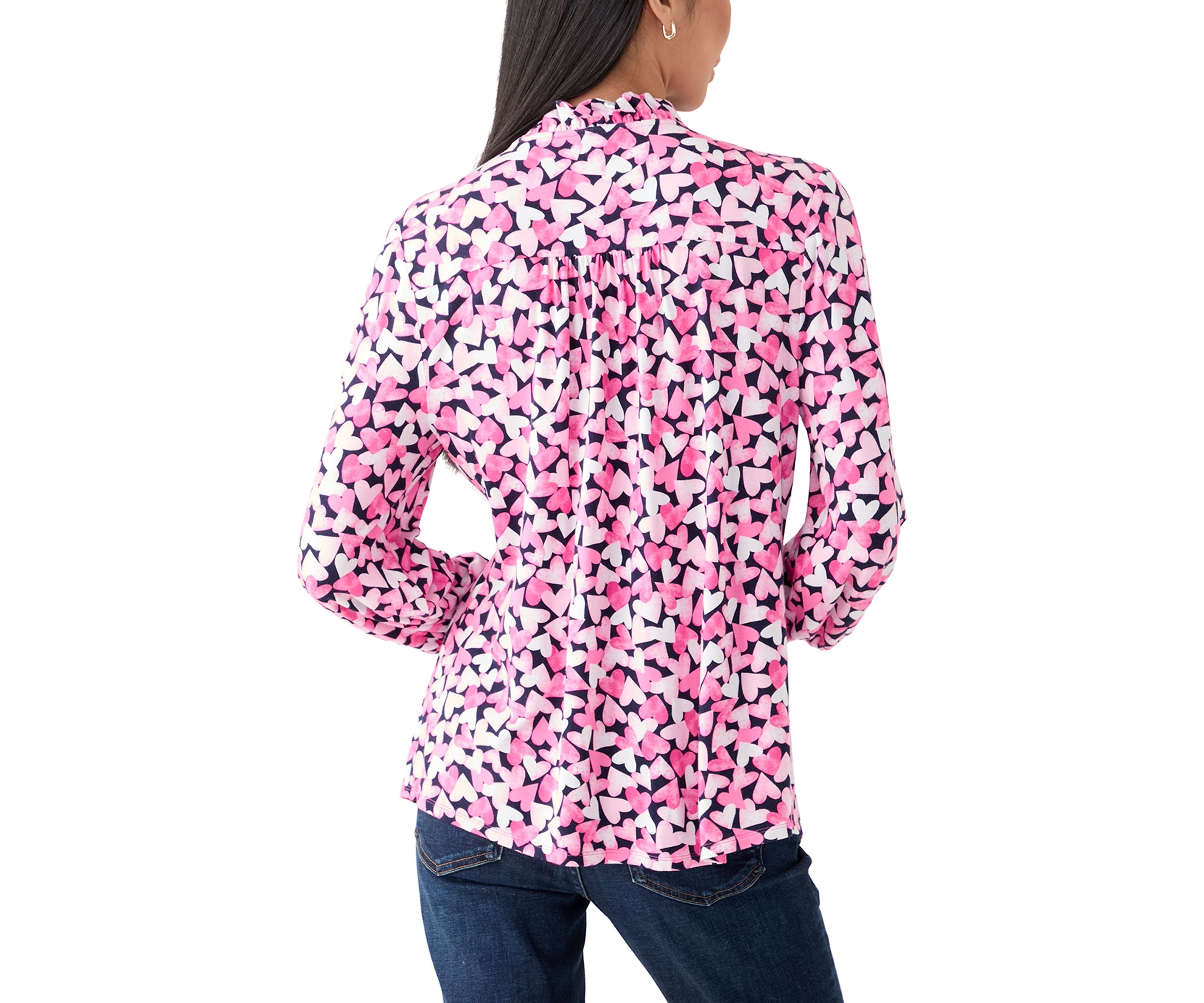 Womens Knit Henley Printed Top
