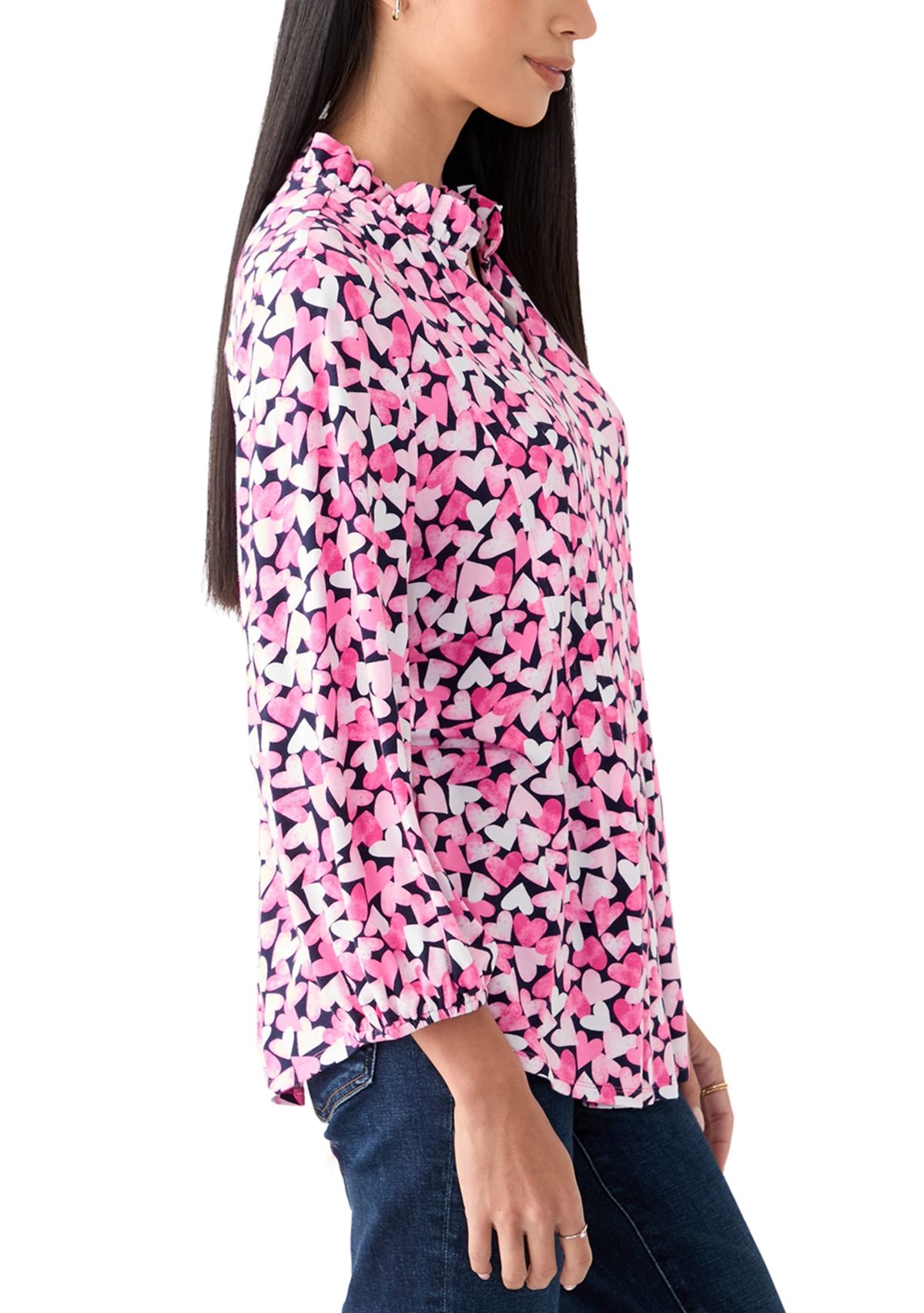 Womens Knit Henley Printed Top