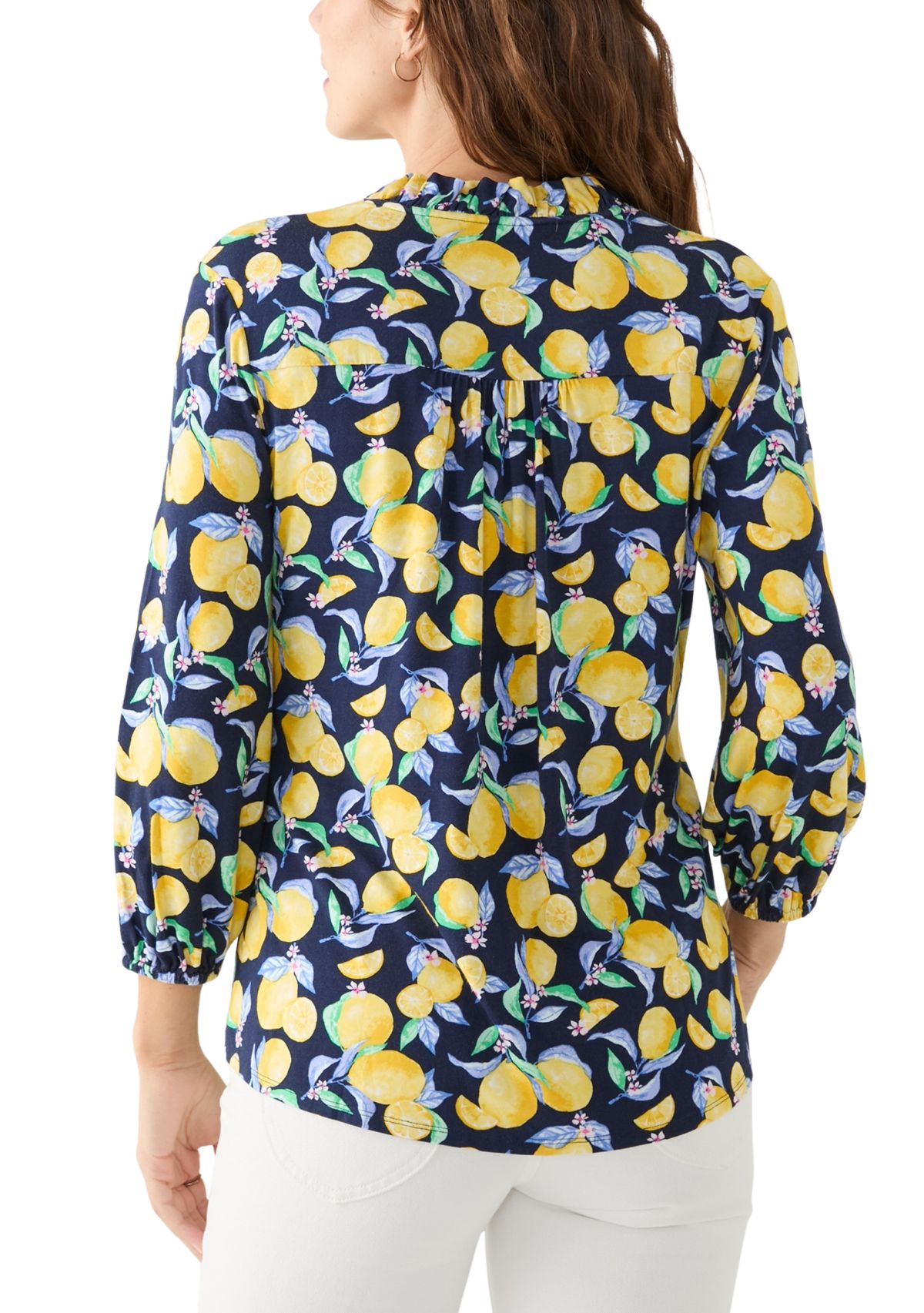 Womens Printed Knit Henley Top