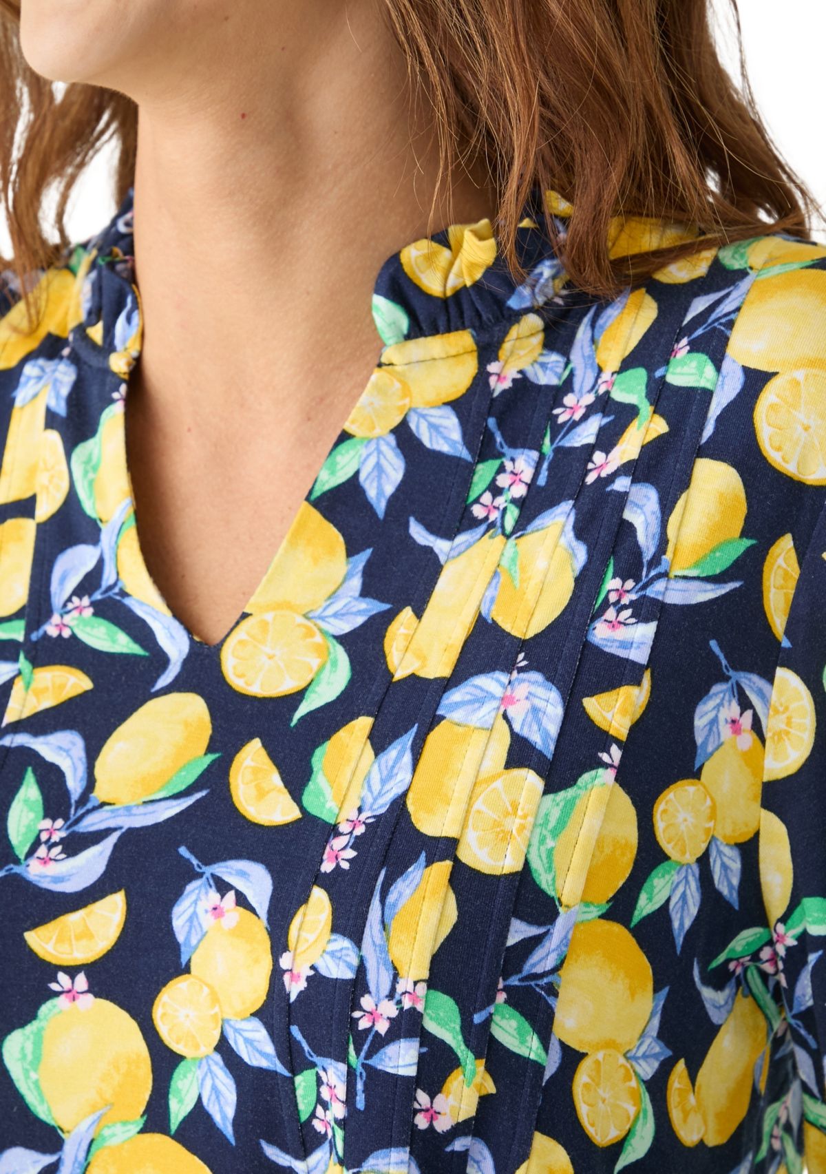 Womens Printed Knit Henley Top