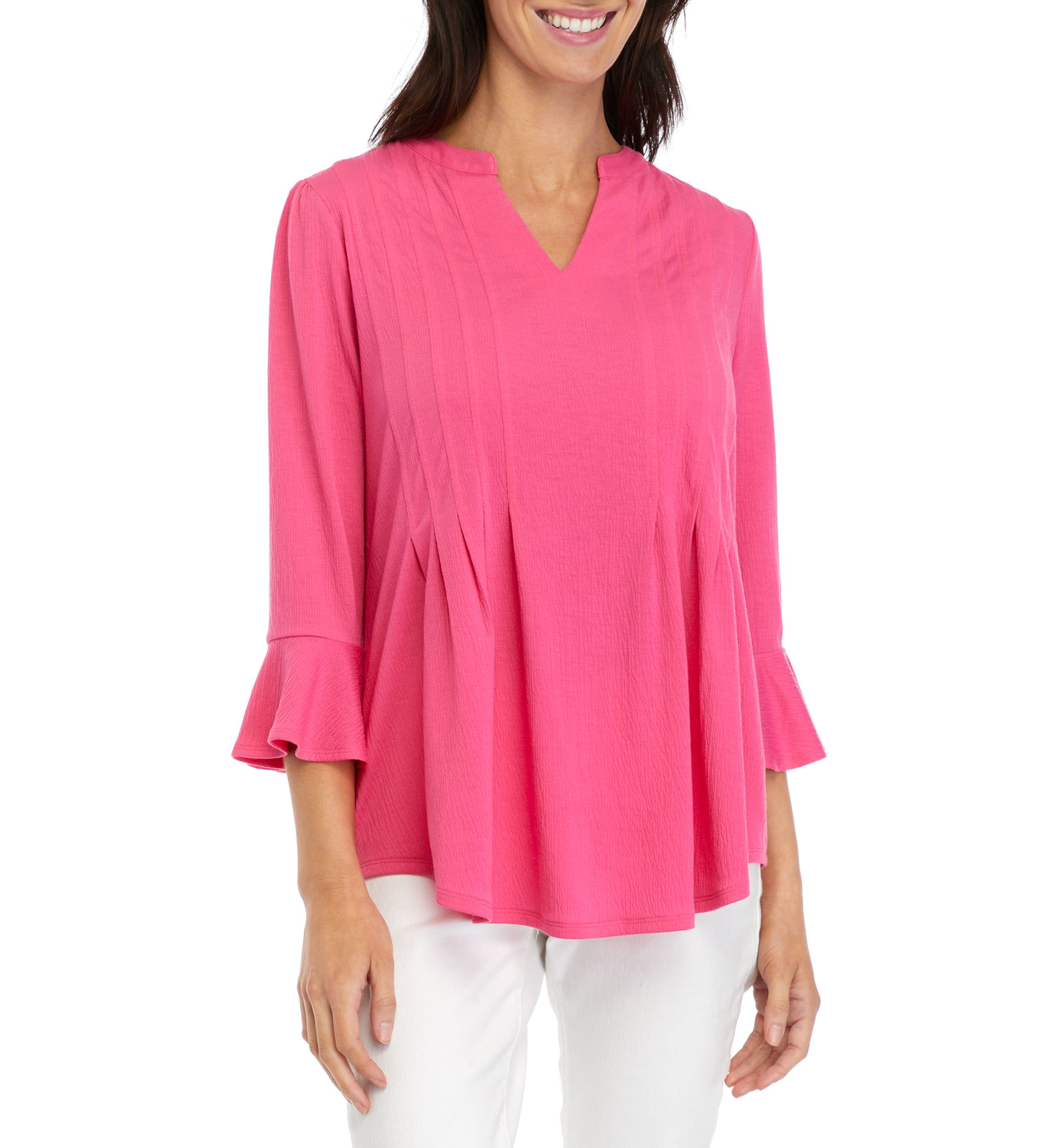 Womens Knit 3/4 Bell Sleeve Top