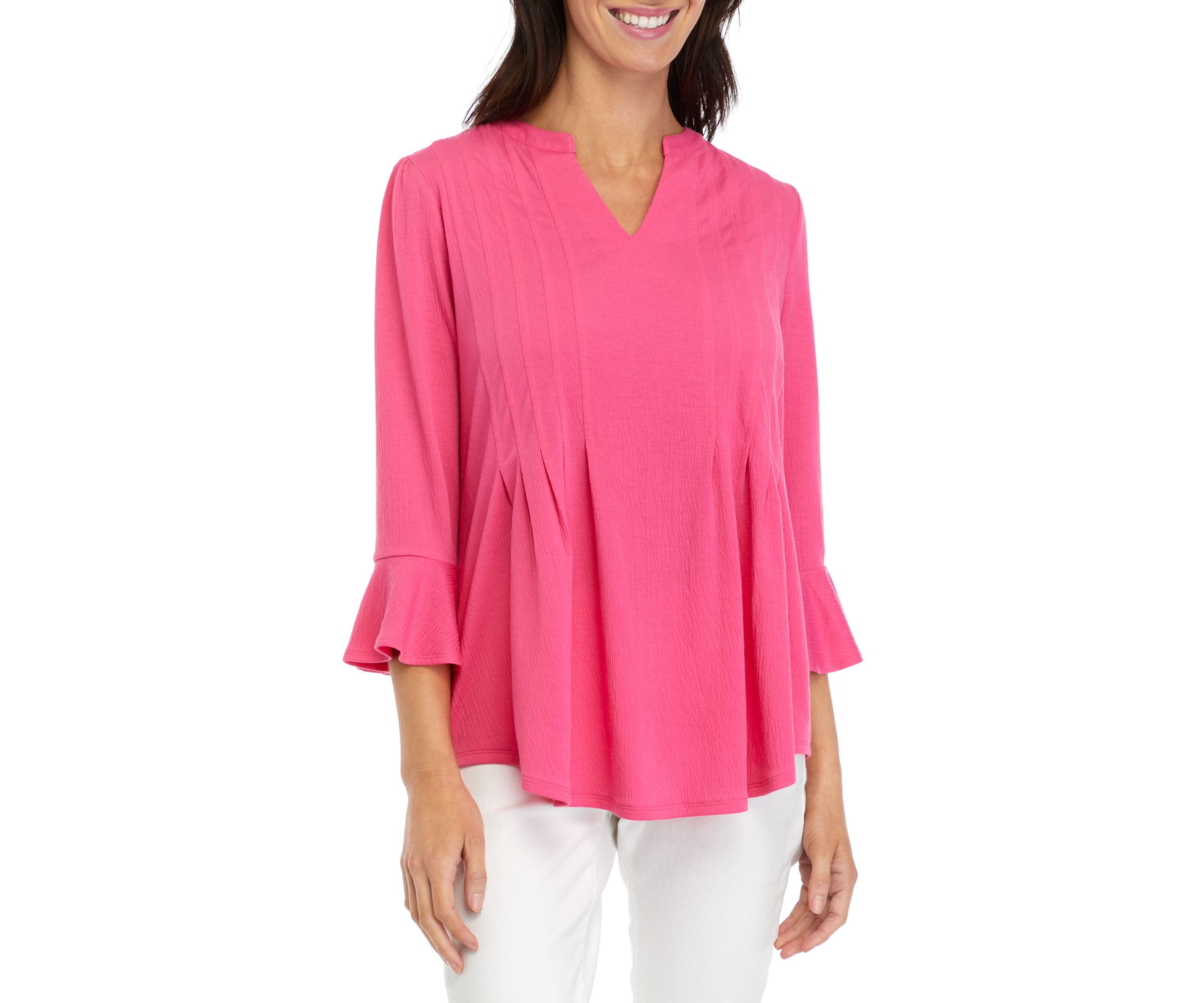 Womens Knit 3/4 Bell Sleeve Top