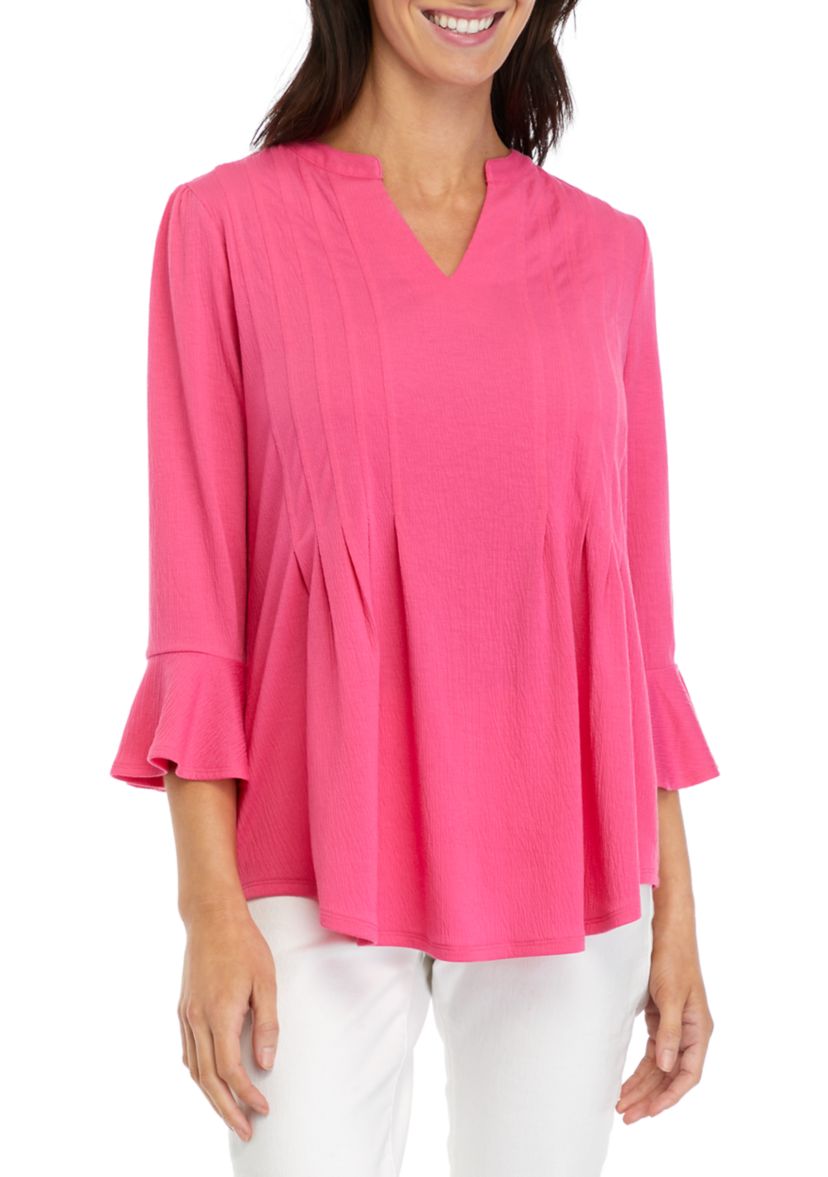Womens Knit 3/4 Bell Sleeve Top