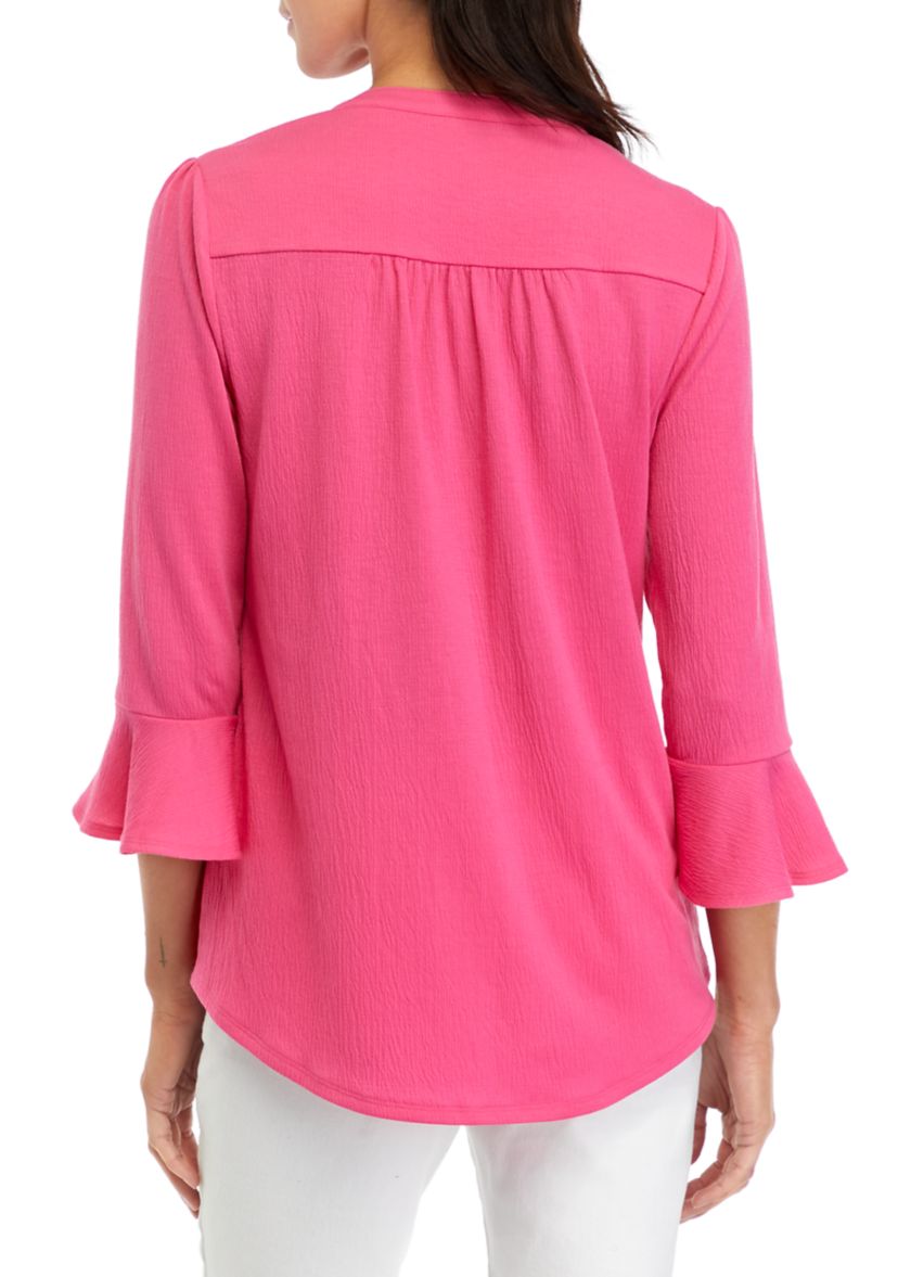 Womens Knit 3/4 Bell Sleeve Top
