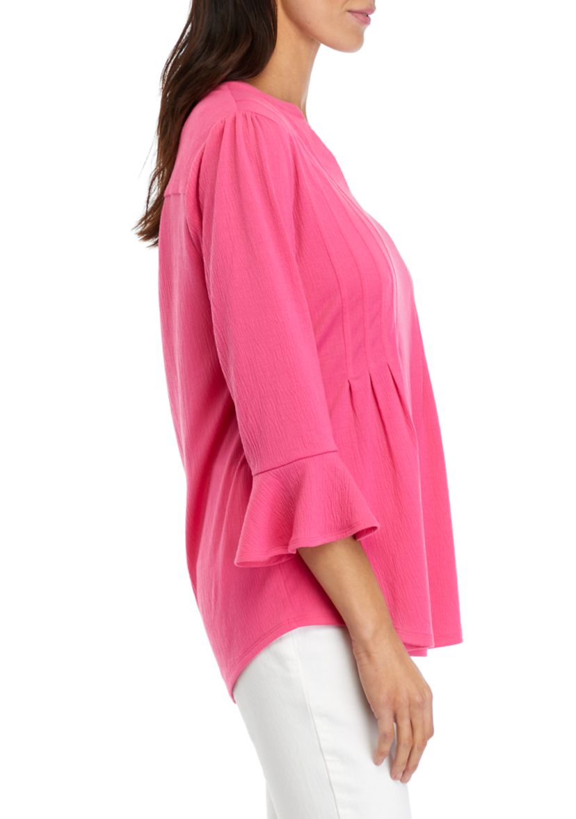 Womens Knit 3/4 Bell Sleeve Top