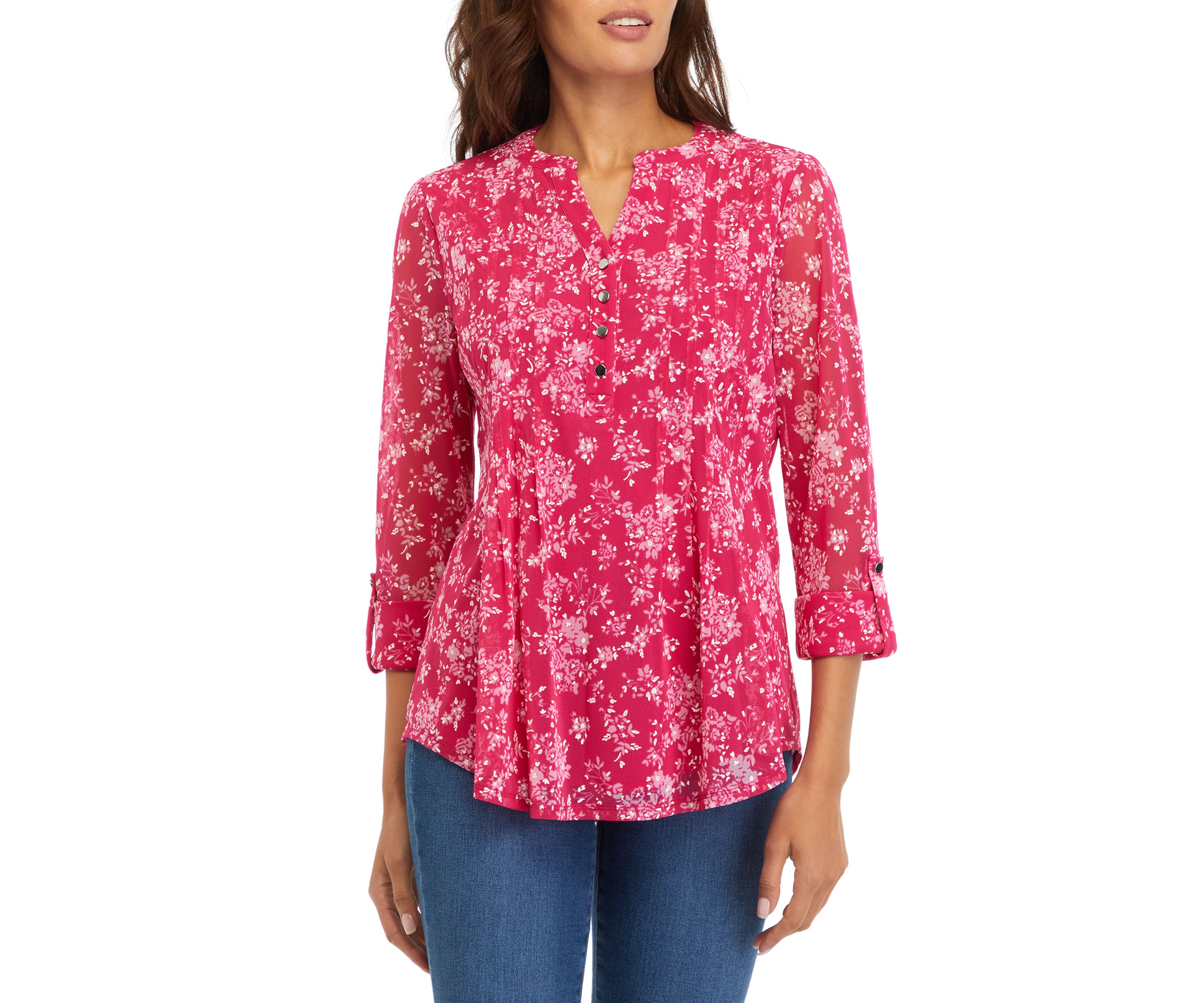 Womens Printed Henley Top 