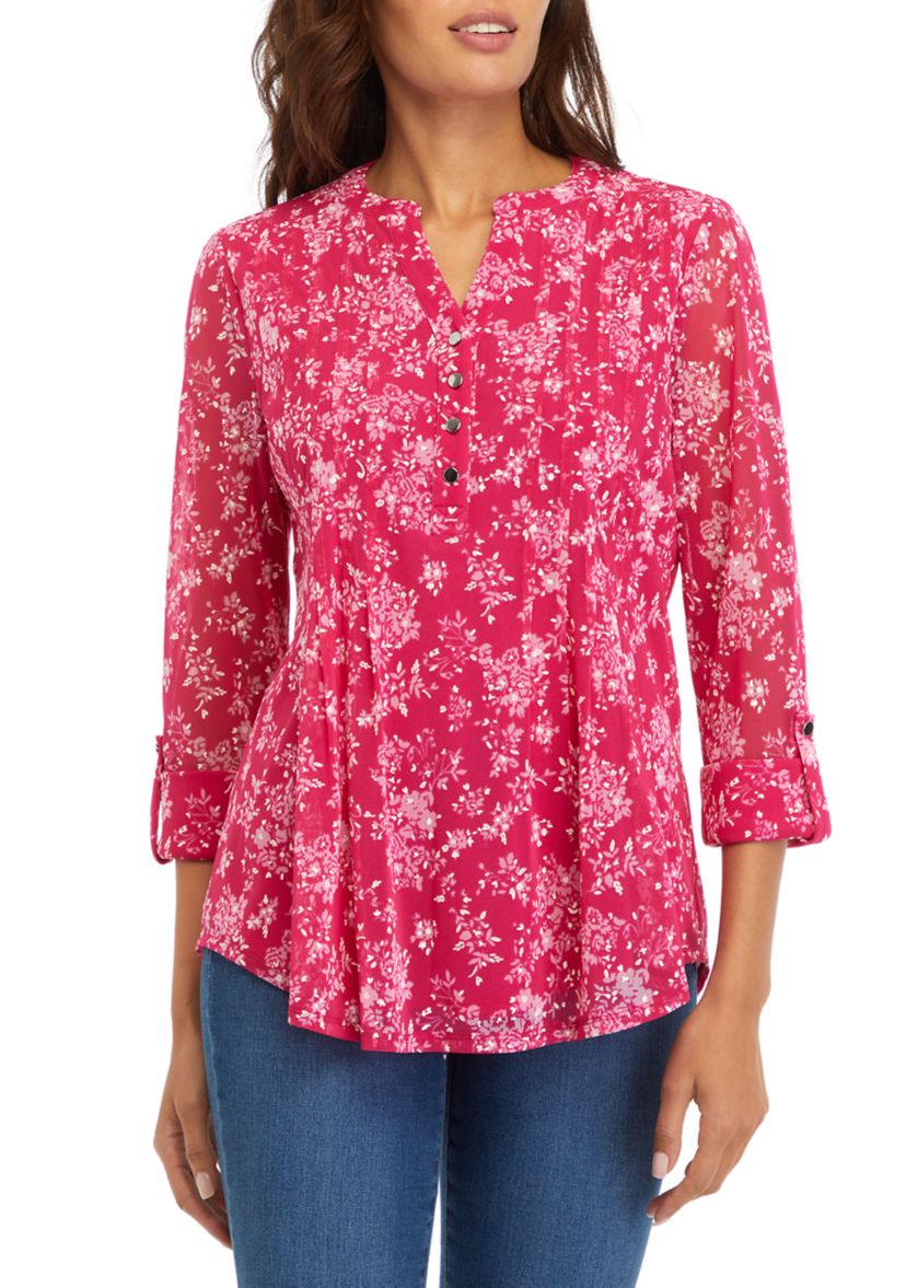 Womens Printed Henley Top 