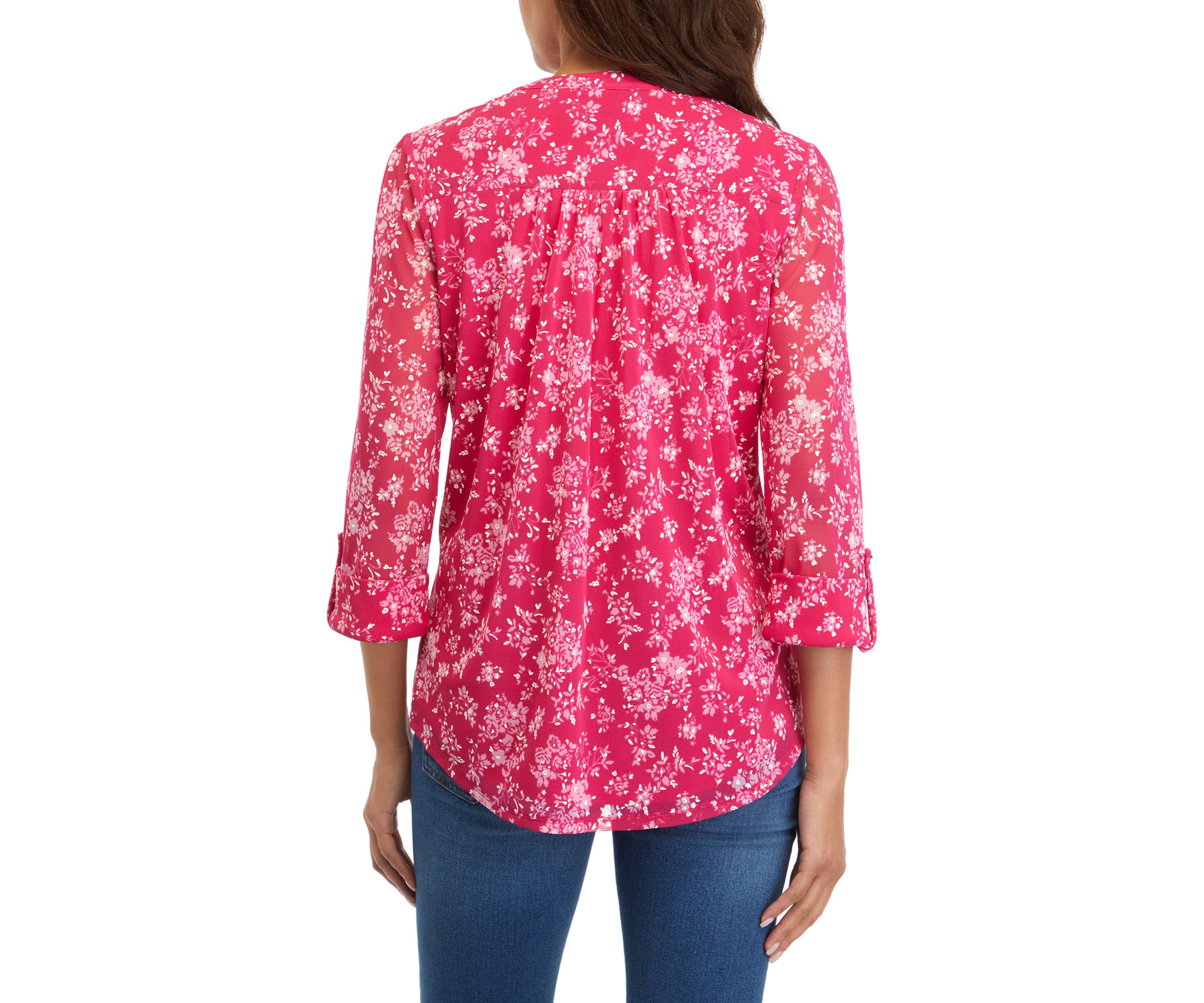 Womens Printed Henley Top 
