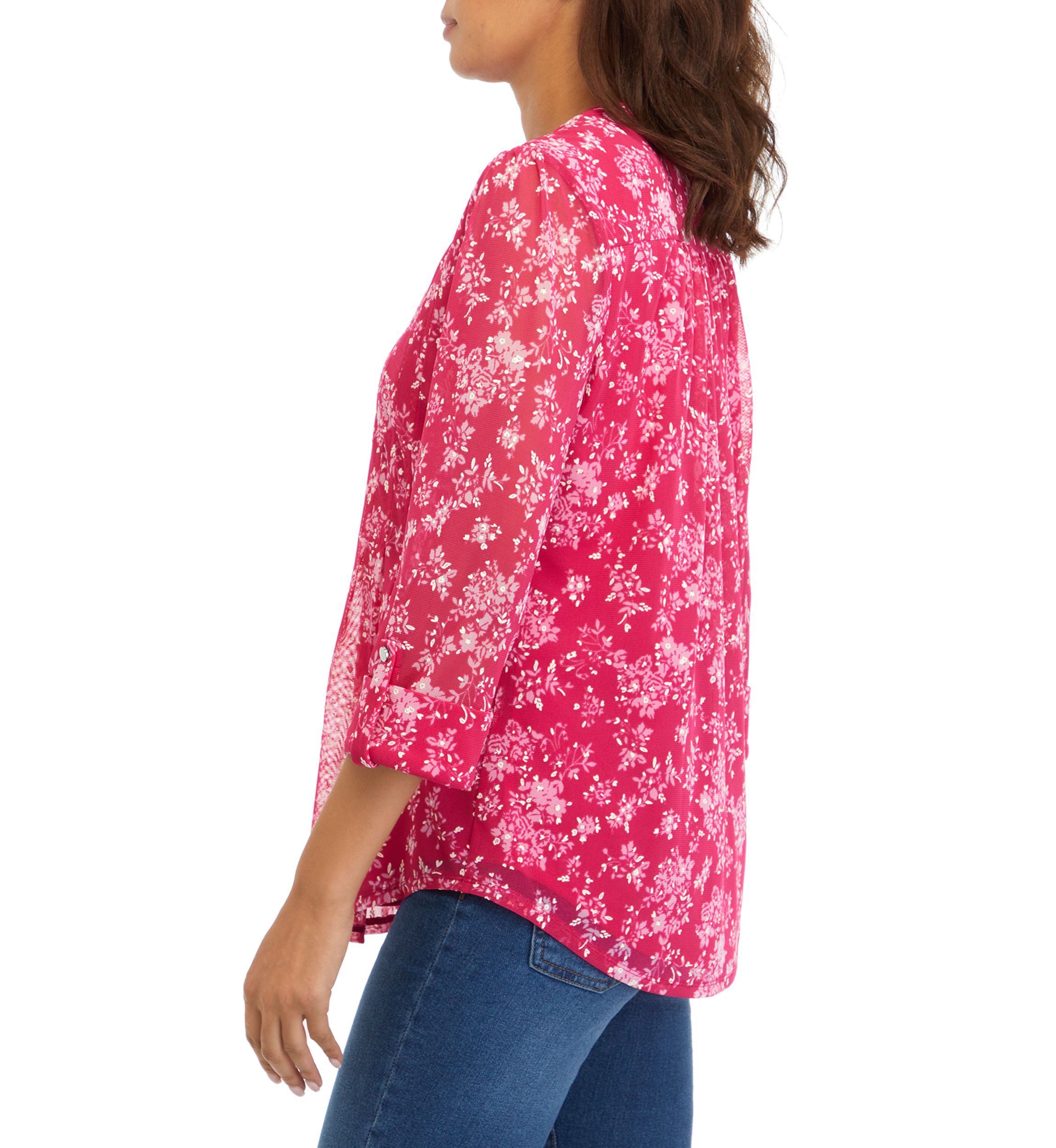 Womens Printed Henley Top 