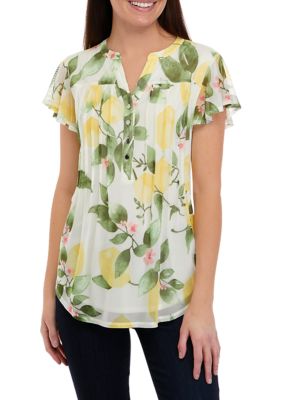 Kim Rogers® Women's Flutter Sleeve Pleated Top | belk